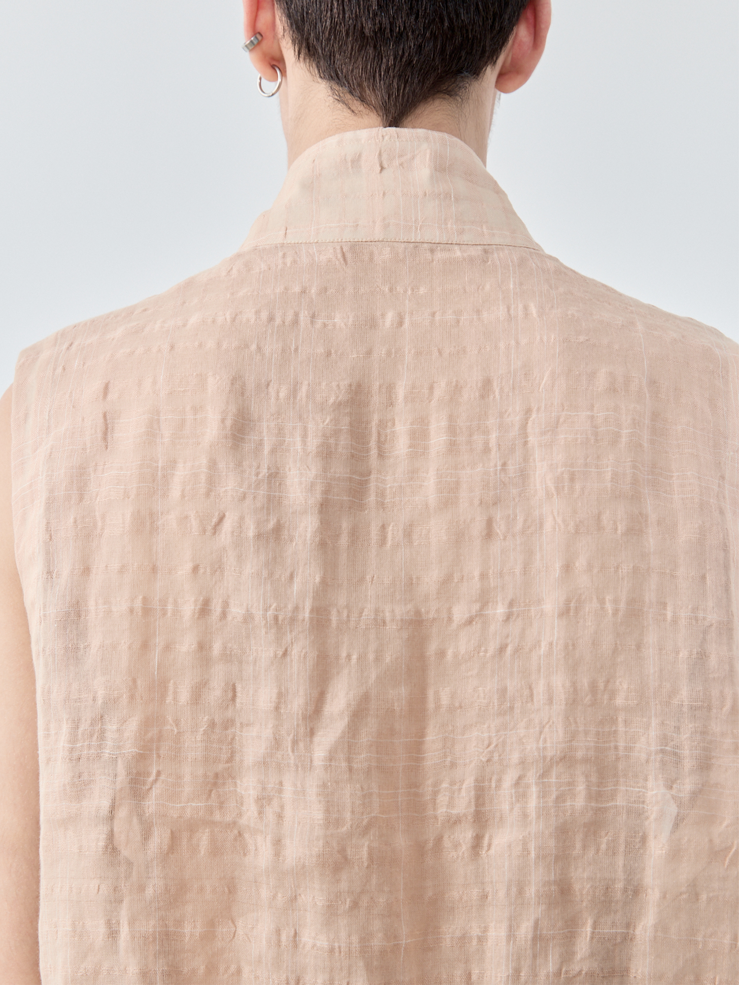 GRAINMUSTARD Linen-Cotton Plaid Vest, premium urban and streetwear designers apparel on PROJECTISR.com, GRAINMUSTARD