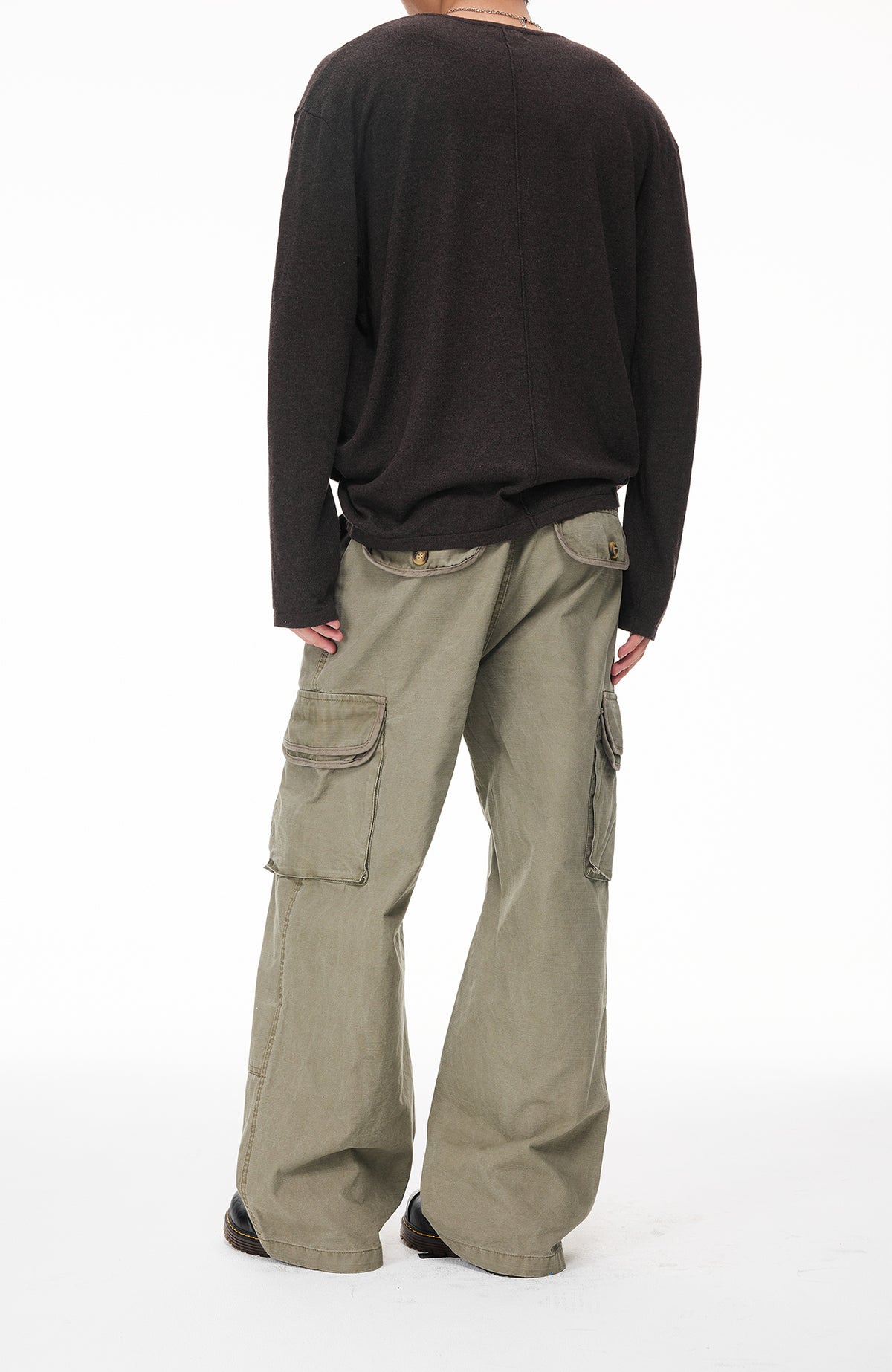 BOTANICA Washed Multi-Pocket Straight-Leg Cargo Jeans
