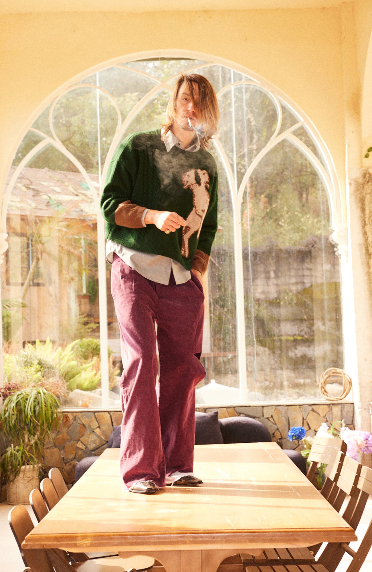 RICHILL Corduroy Raw Hem Wide-Leg Trousers, premium urban and streetwear designers apparel on PROJECTISR.com, RICHILL
