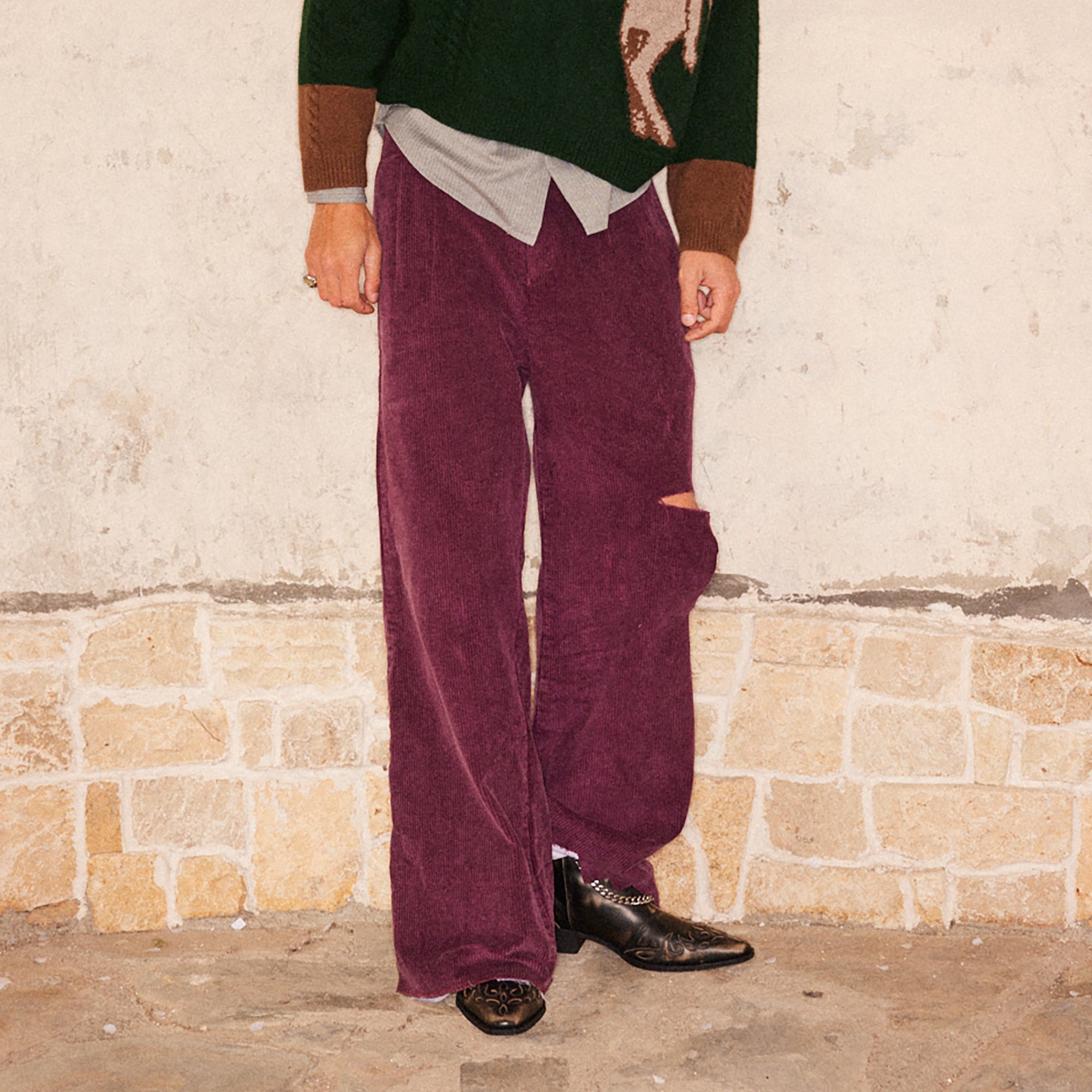 RICHILL Corduroy Raw Hem Wide-Leg Trousers, premium urban and streetwear designers apparel on PROJECTISR.com, RICHILL