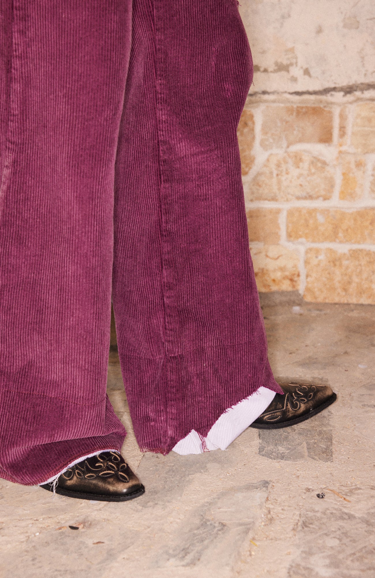 RICHILL Corduroy Raw Hem Wide-Leg Trousers, premium urban and streetwear designers apparel on PROJECTISR.com, RICHILL