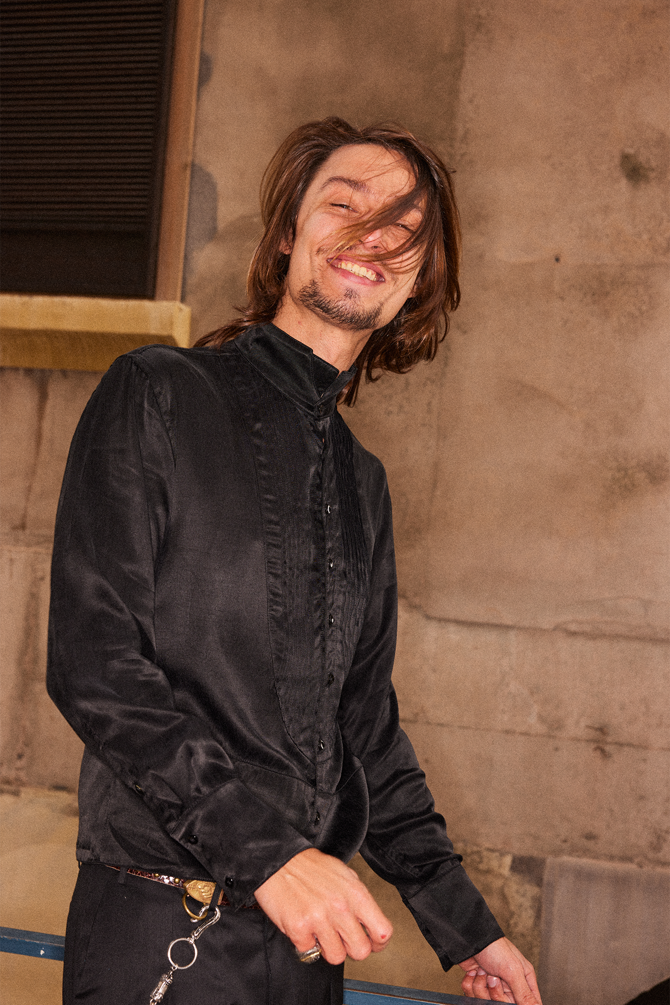 RICHILL Stand-Collar Pintuck Shirt, premium urban and streetwear designers apparel on PROJECTISR.com, RICHILL