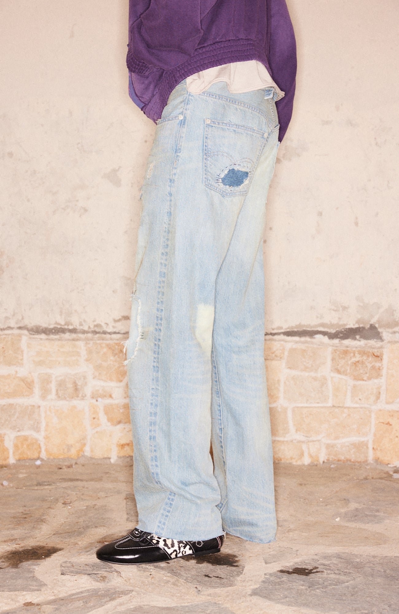 RICHILL Distressed Paneled Washed Straight-Leg Jeans, premium urban and streetwear designers apparel on PROJECTISR.com, RICHILL