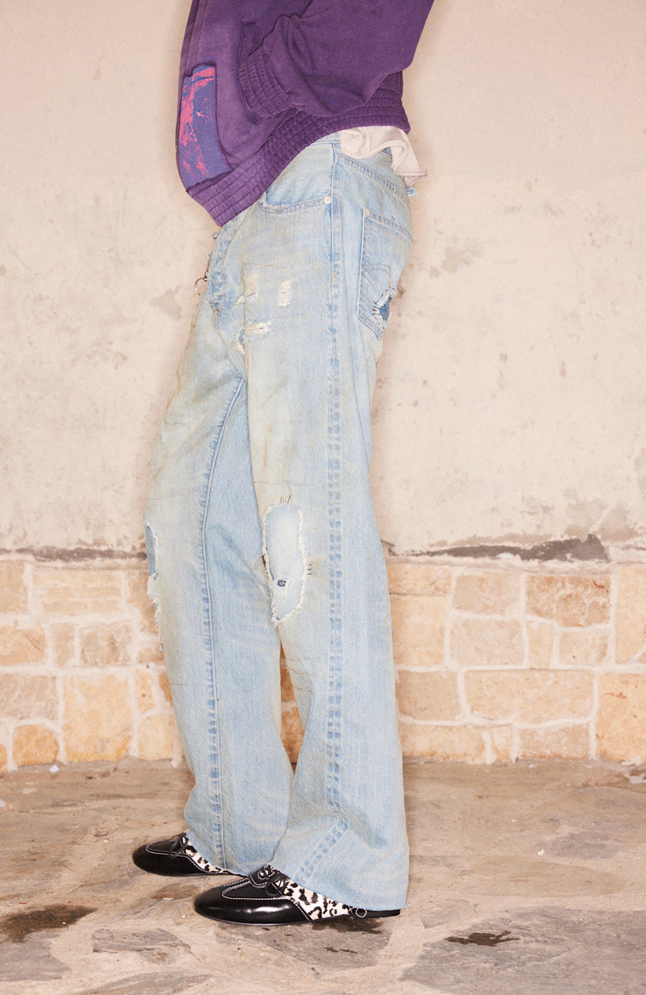 RICHILL Distressed Paneled Washed Straight-Leg Jeans, premium urban and streetwear designers apparel on PROJECTISR.com, RICHILL