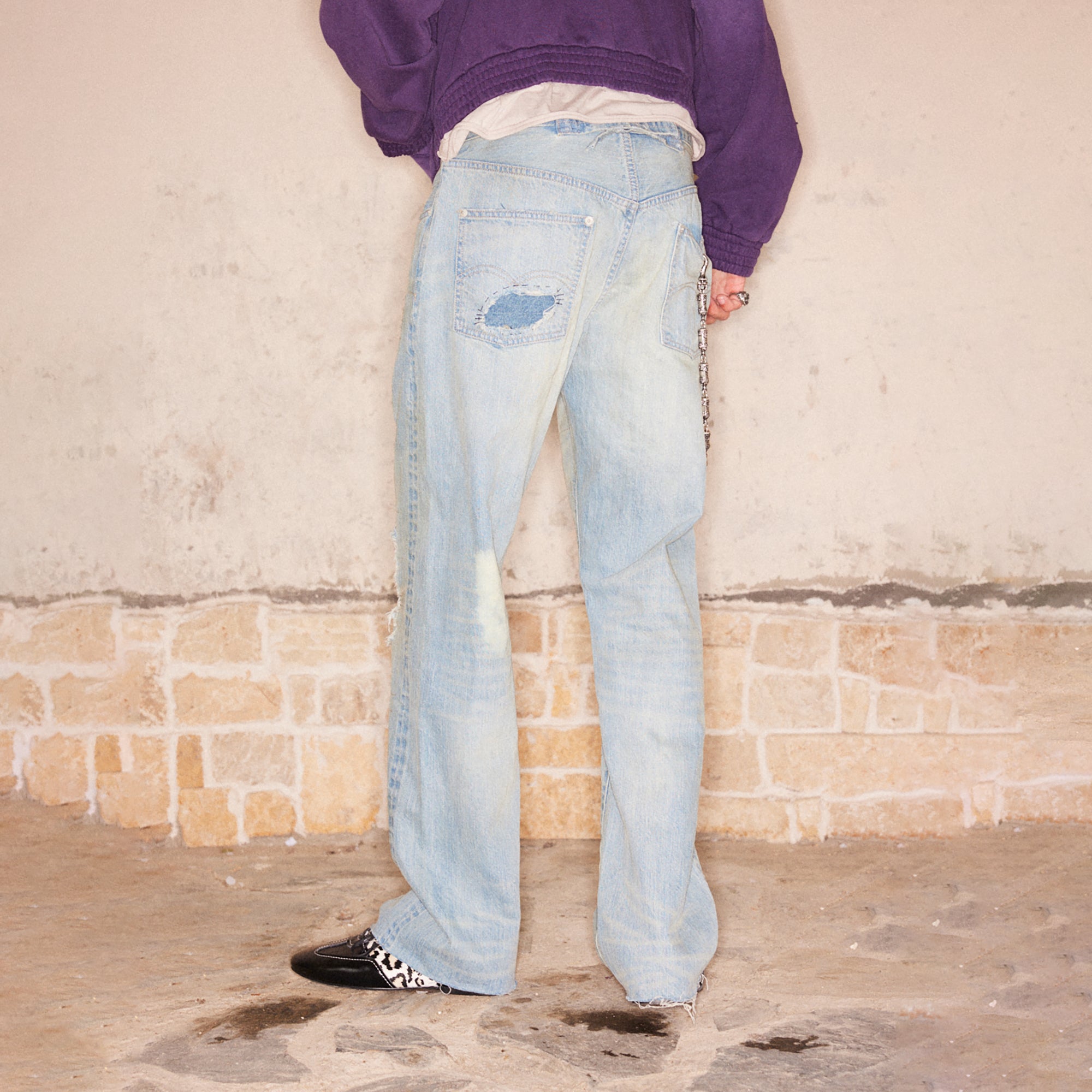 RICHILL Distressed Paneled Washed Straight-Leg Jeans, premium urban and streetwear designers apparel on PROJECTISR.com, RICHILL