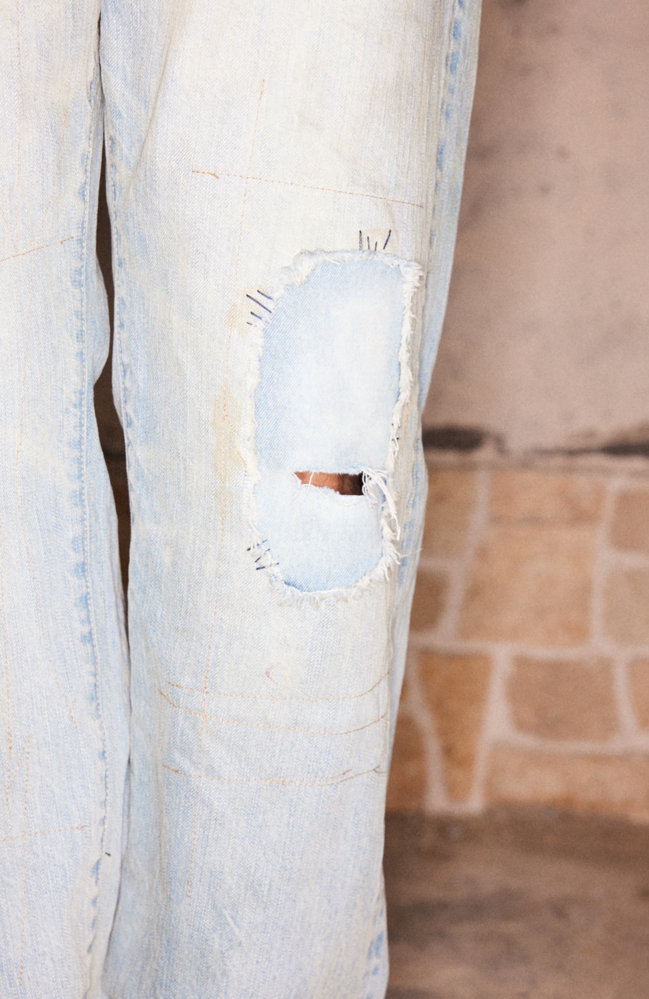 RICHILL Distressed Paneled Washed Straight-Leg Jeans, premium urban and streetwear designers apparel on PROJECTISR.com, RICHILL