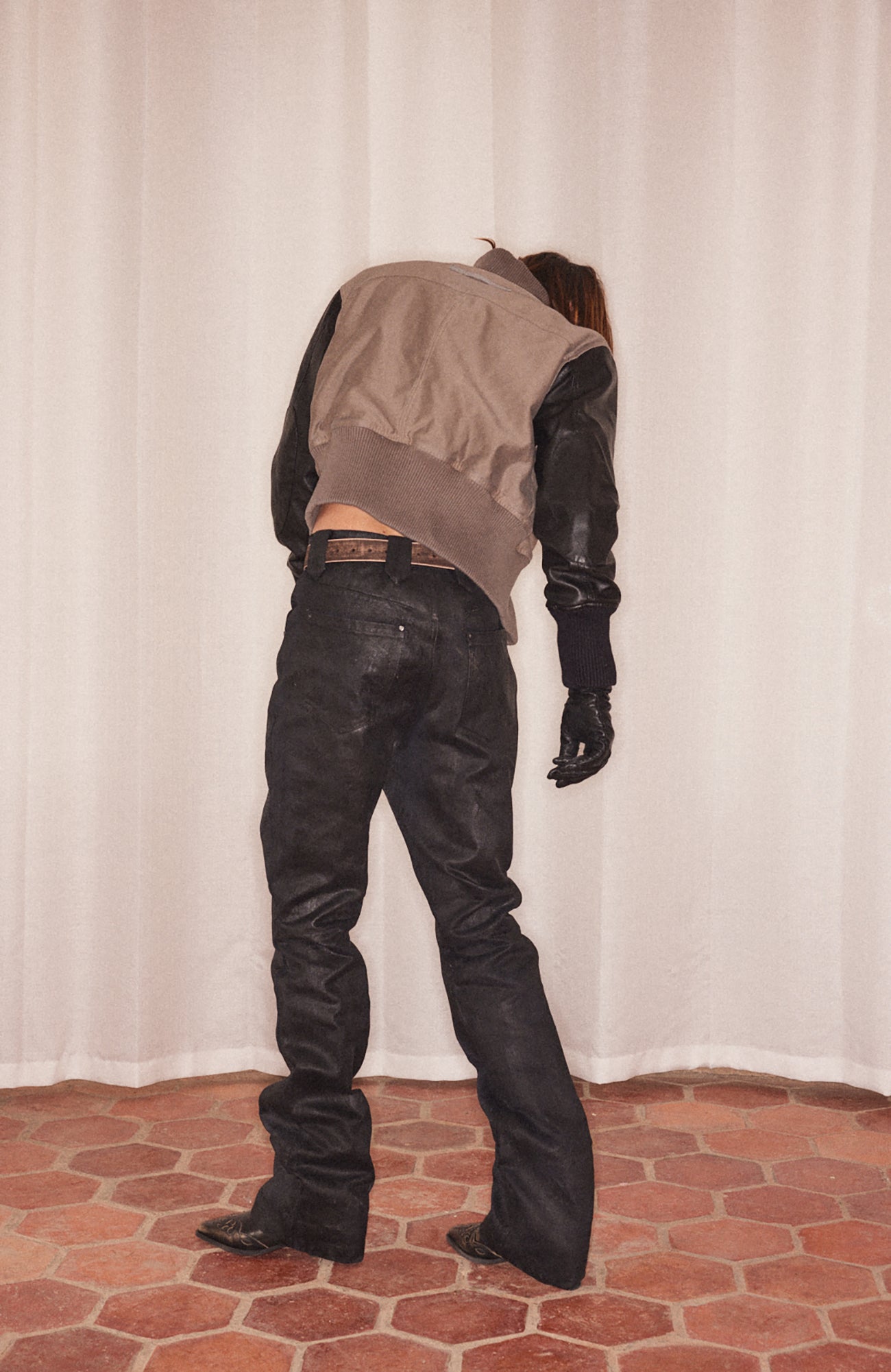 RICHILL Cracked Coated Flared Denim Pants, premium urban and streetwear designers apparel on PROJECTISR.com, RICHILL