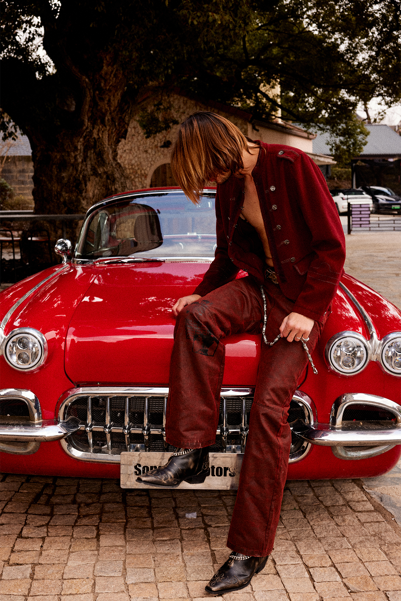 RICHILL Printed Coated Flared Pants, premium urban and streetwear designers apparel on PROJECTISR.com, RICHILL