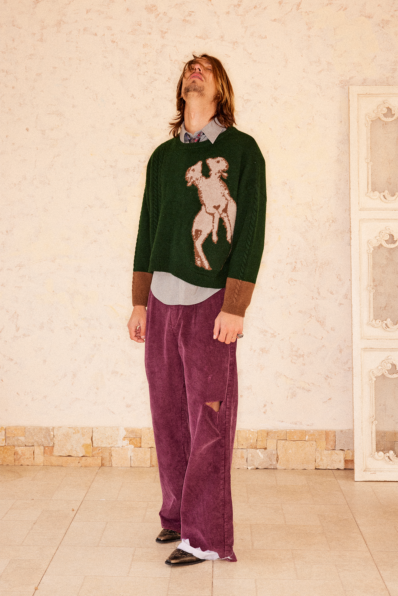 RICHILL Sheep Graphic Wool Crewneck Sweater, premium urban and streetwear designers apparel on PROJECTISR.com, RICHILL