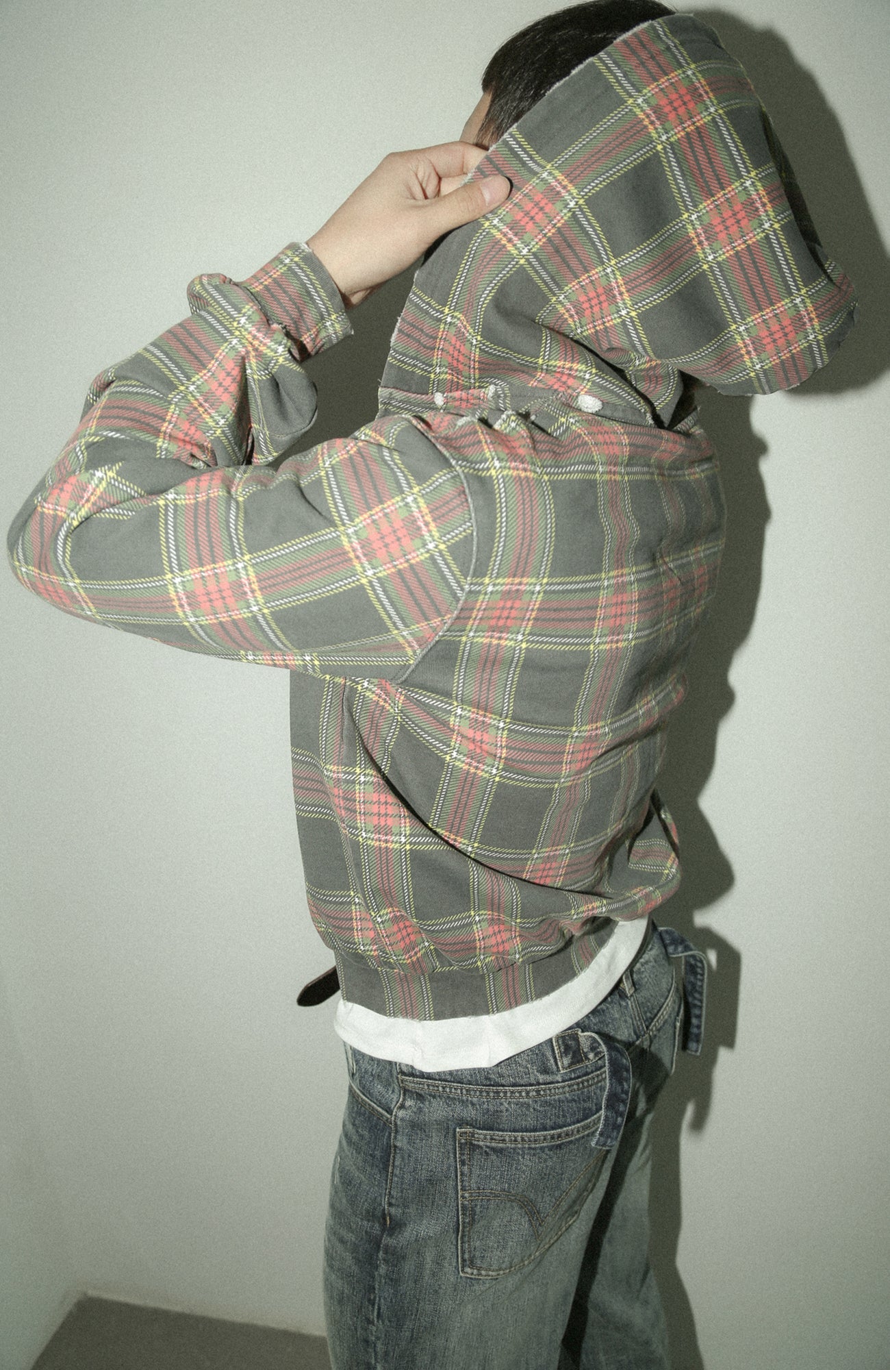 TRECLUB Distressed Plaid Zip-Up Hoodie, premium urban and streetwear designers apparel on PROJECTISR.com, TRECLUB
