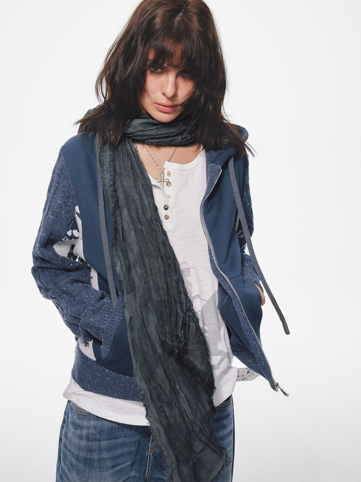 TRECLUB Retro Frayed-Edge Plaid Scarf, premium urban and streetwear designers apparel on PROJECTISR.com, TRECLUB