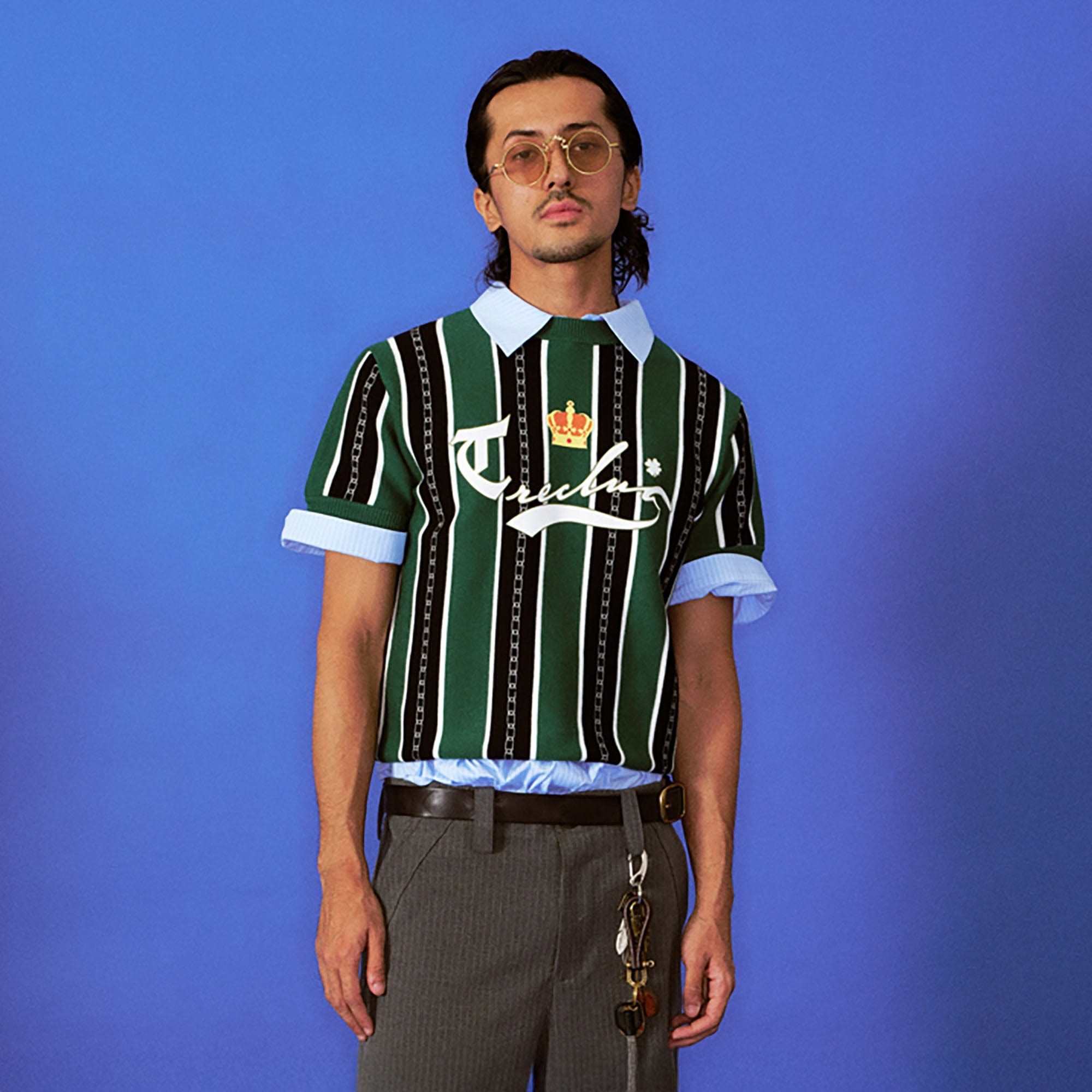 TRECLUB Retro Chain Stripe Knit T-Shirt, premium urban and streetwear designers apparel on PROJECTISR.com, TRECLUB