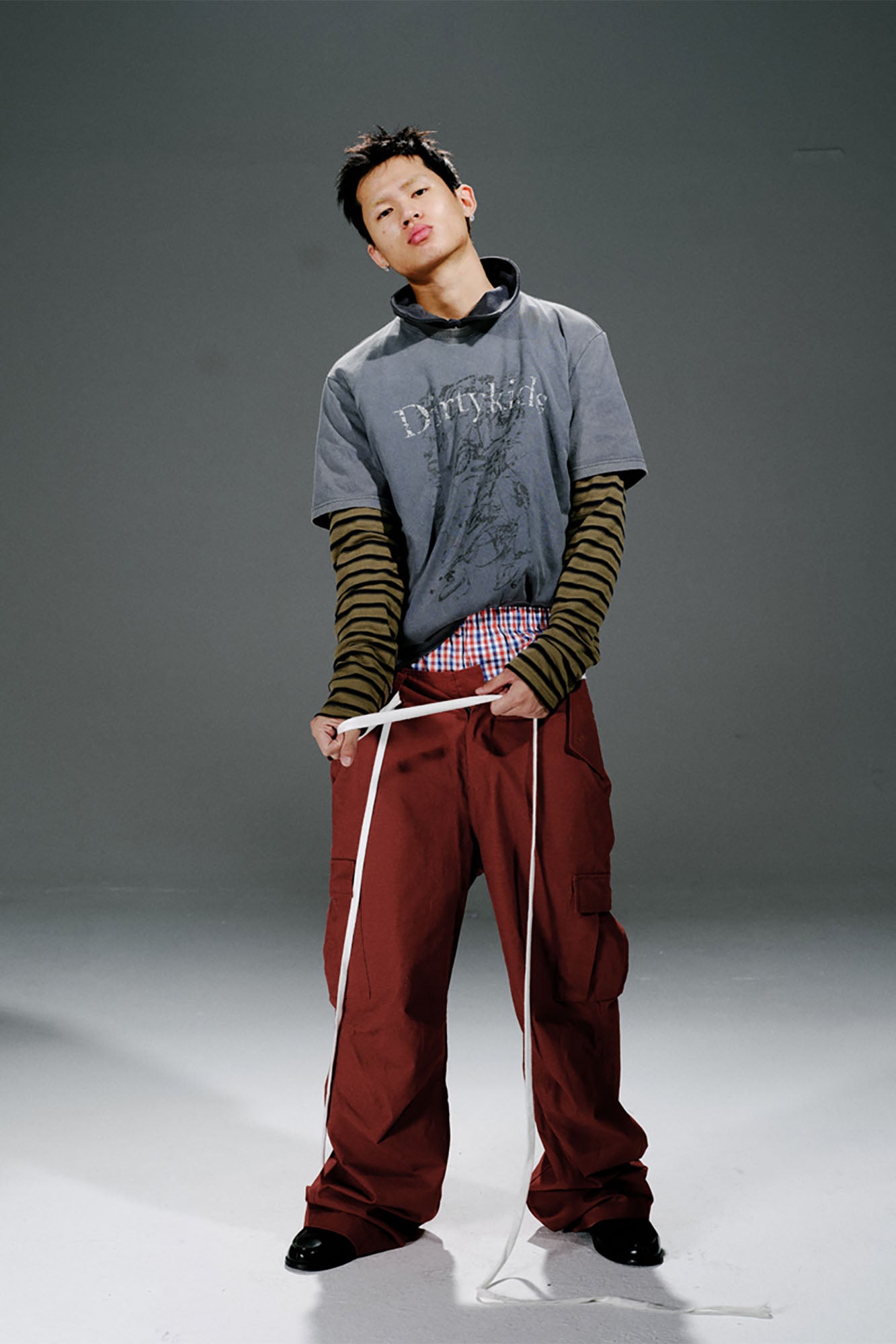 TRECLUB Distressed Wrinkled Cargo Pants