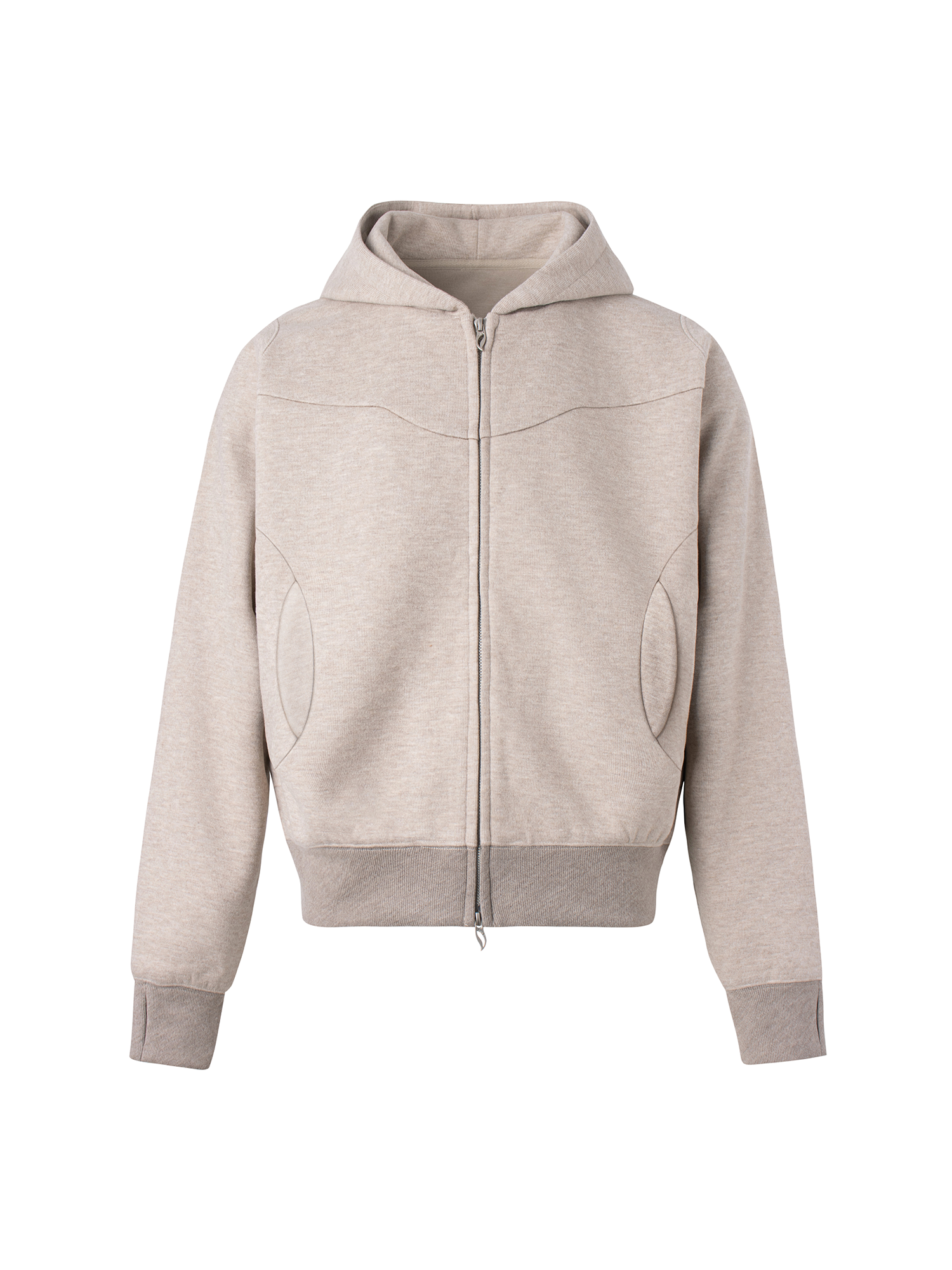 ESAIAS Wool Blend Panel Boxy Hooded Jacket