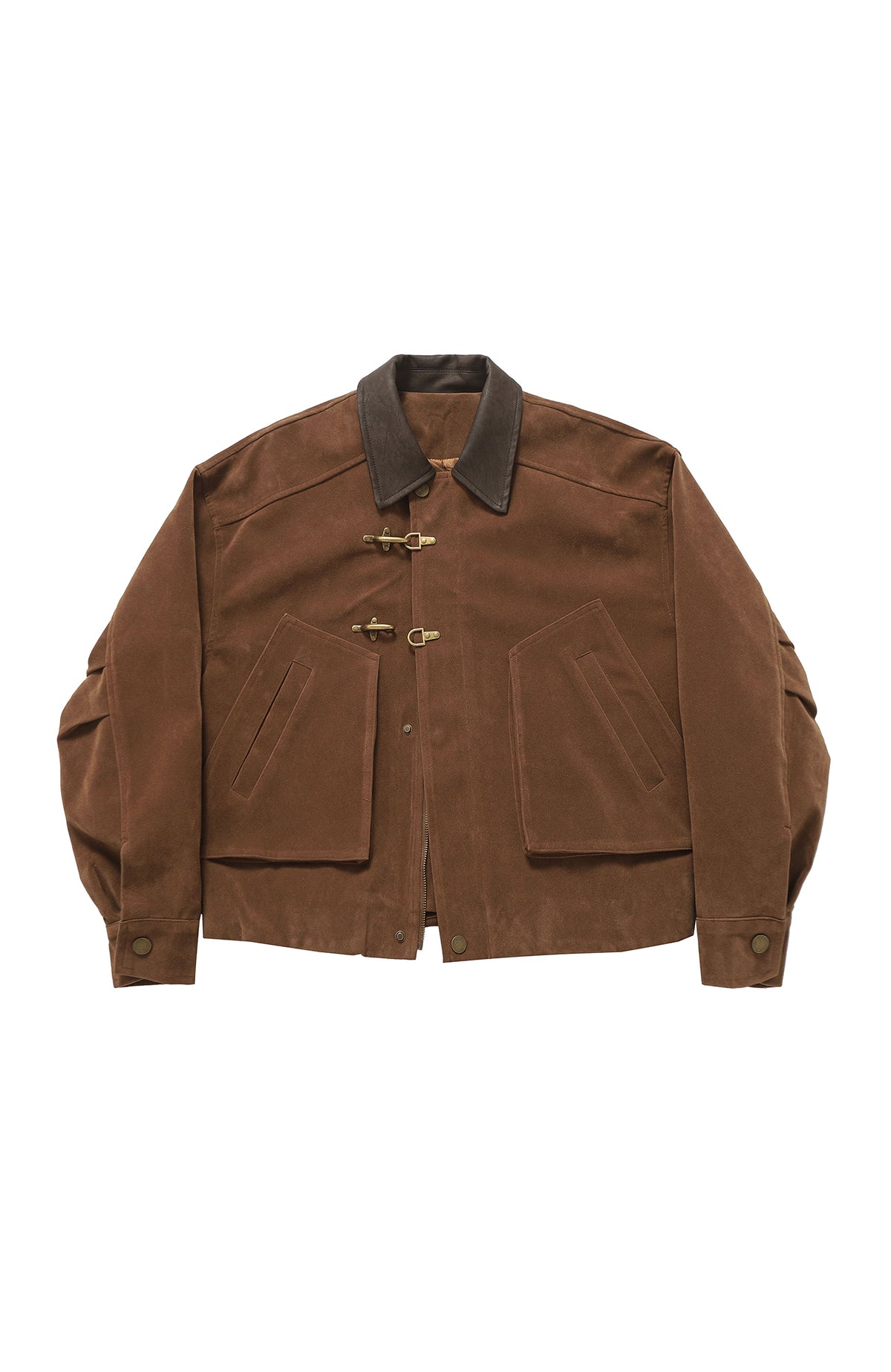 BOTANICA Retro Spliced Faux Leather Aviator Jacket