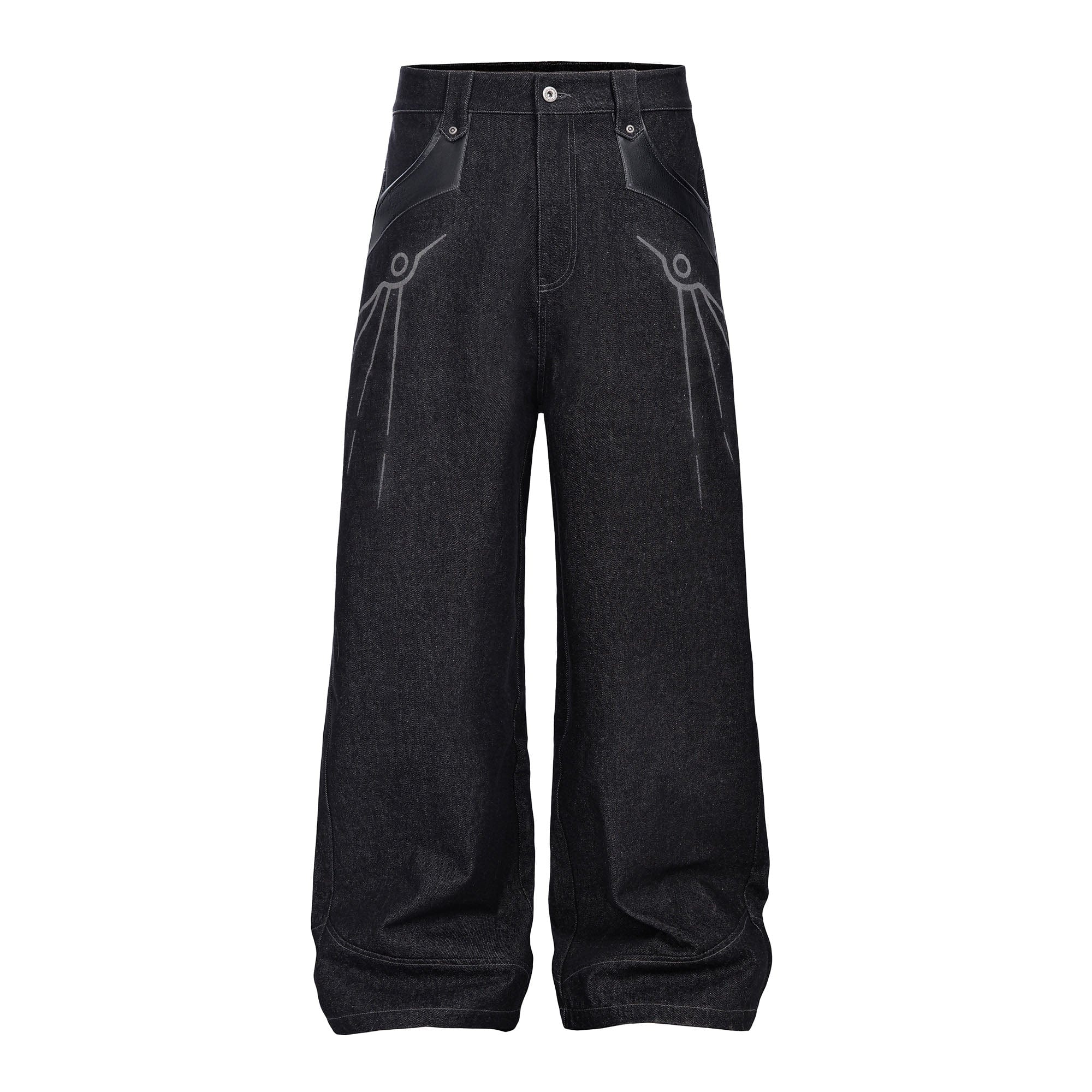 ESAIAS Phoenix Graphic Wide-Leg Raw Jeans, premium urban and streetwear designers apparel on PROJECTISR.com, ESAIAS