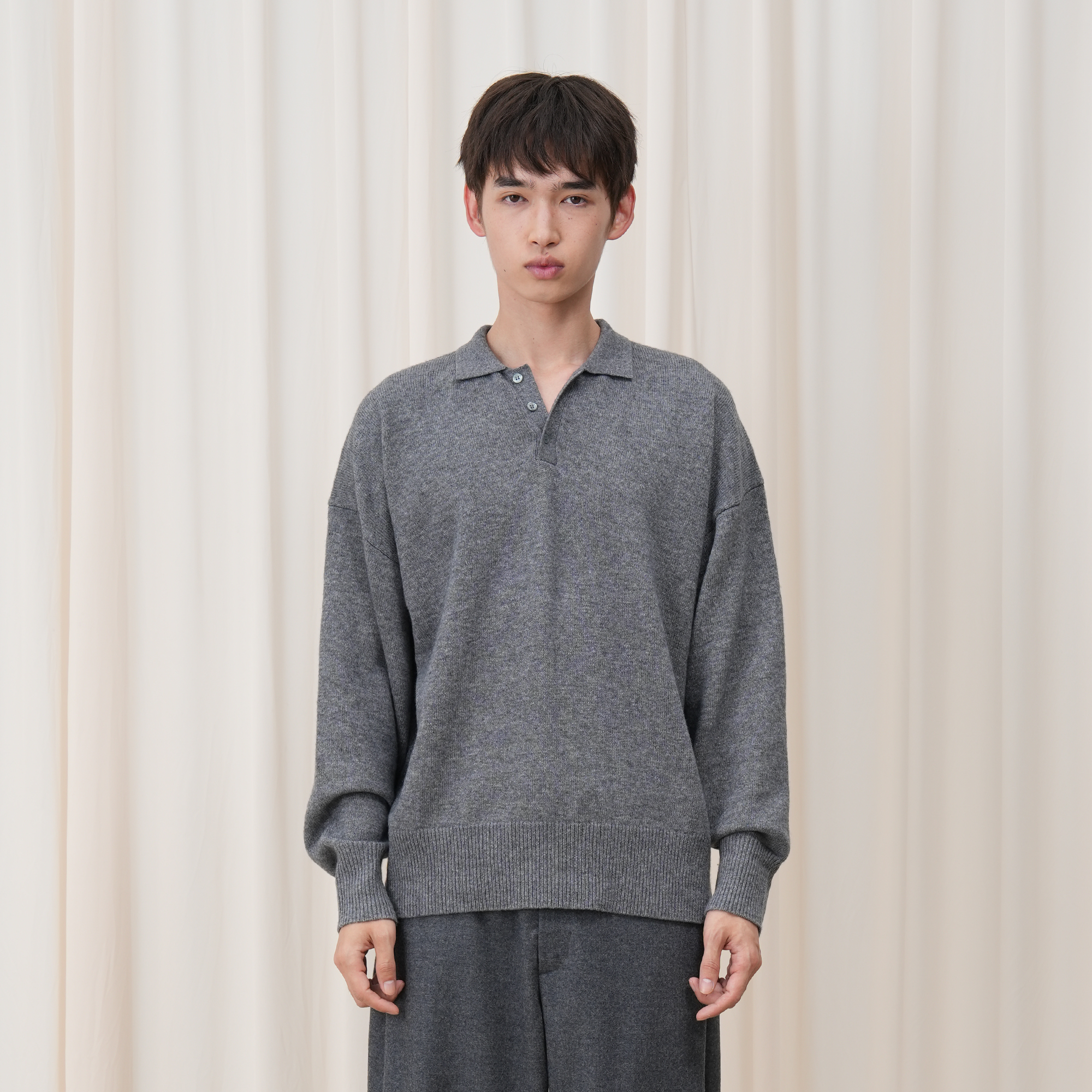 OUYANG WENJUN Essential Wool-Blend Polo Sweater
