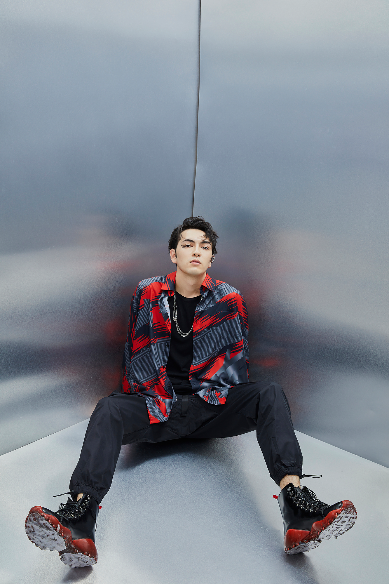 MASH UP ASIA Abstract Stripe Oversized Shirt, premium urban and streetwear designers apparel on PROJECTISR.com, MASH UP ASIA
