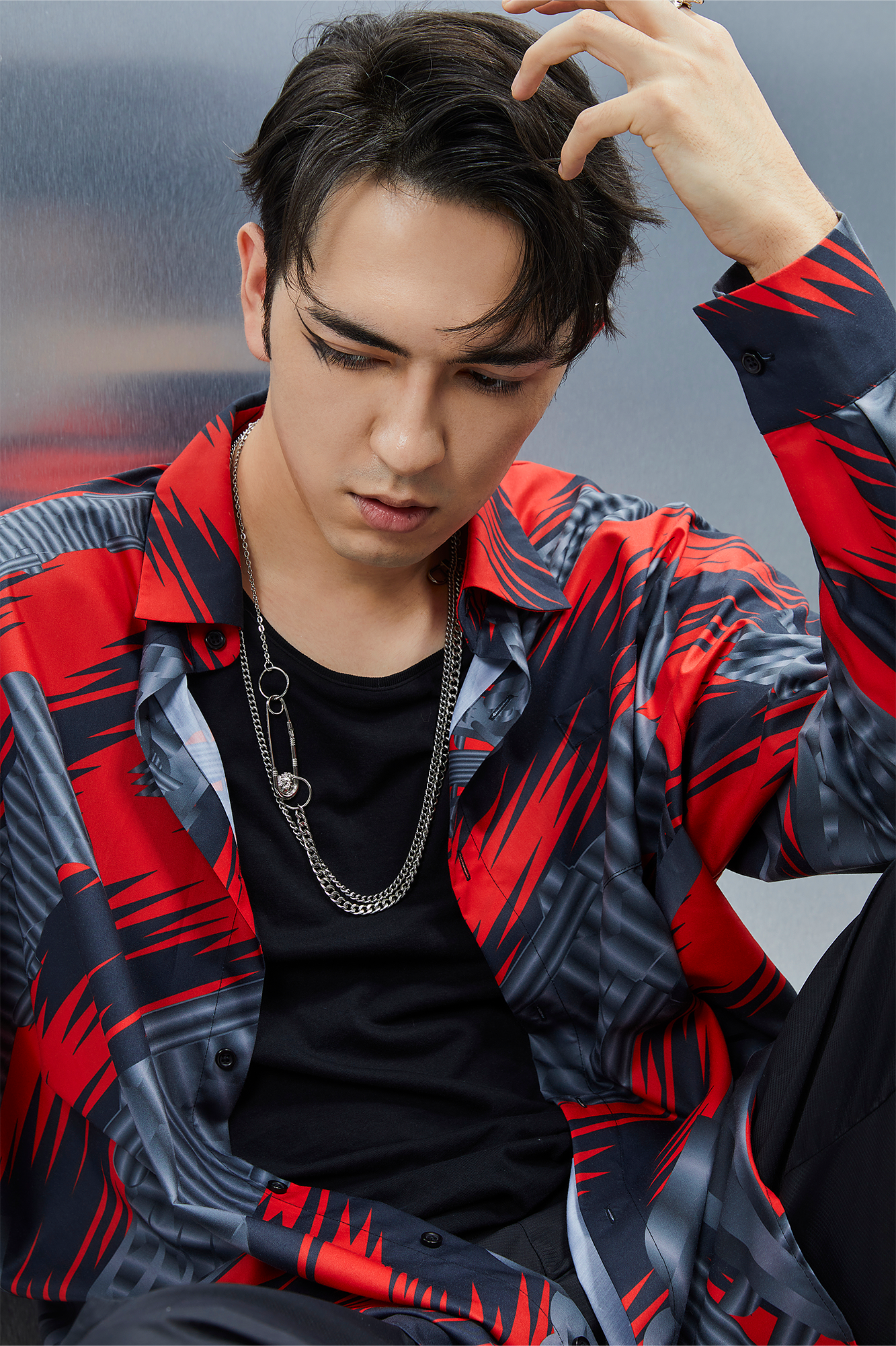 MASH UP ASIA Abstract Stripe Oversized Shirt, premium urban and streetwear designers apparel on PROJECTISR.com, MASH UP ASIA