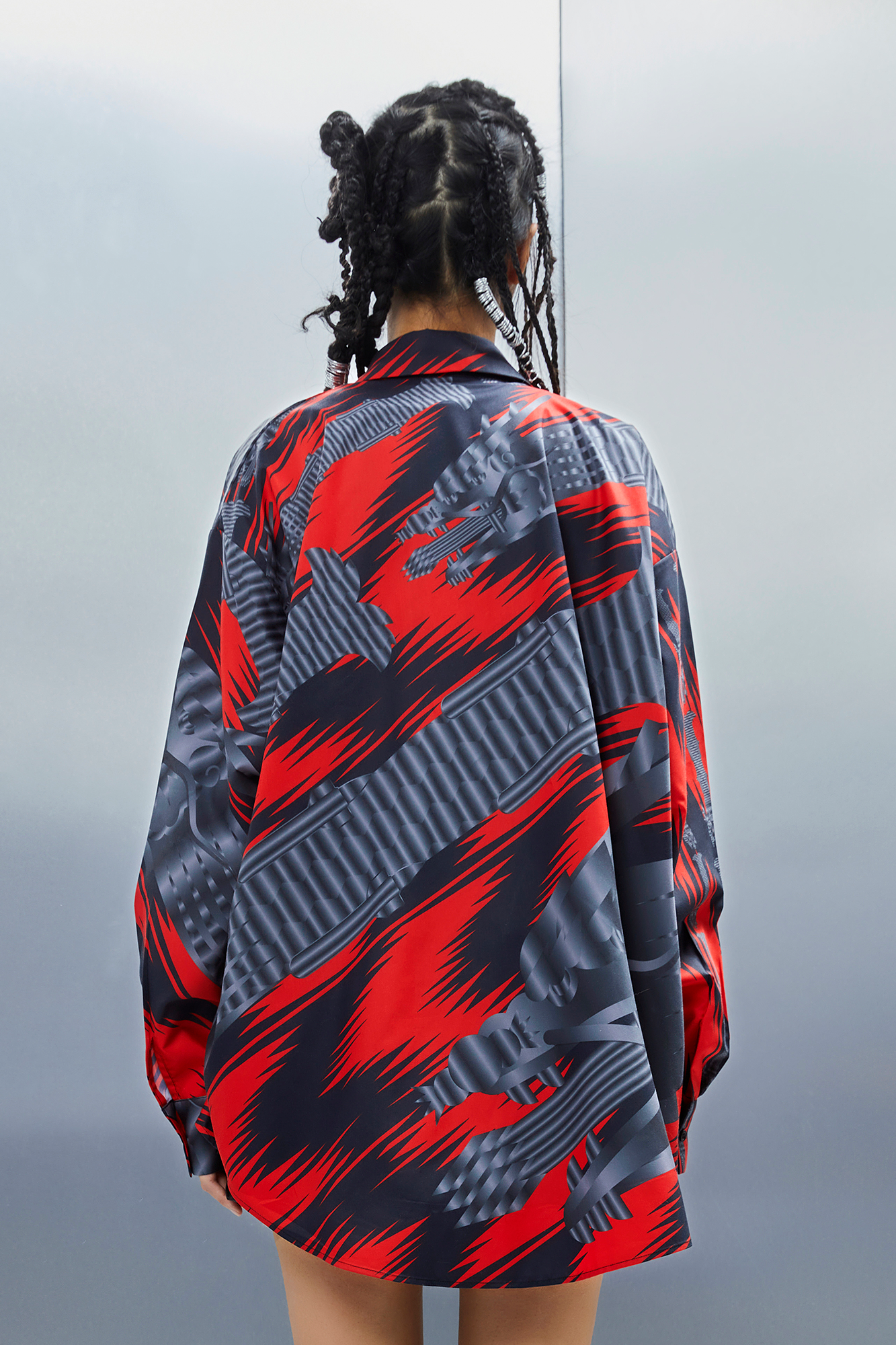 MASH UP ASIA Abstract Stripe Oversized Shirt, premium urban and streetwear designers apparel on PROJECTISR.com, MASH UP ASIA