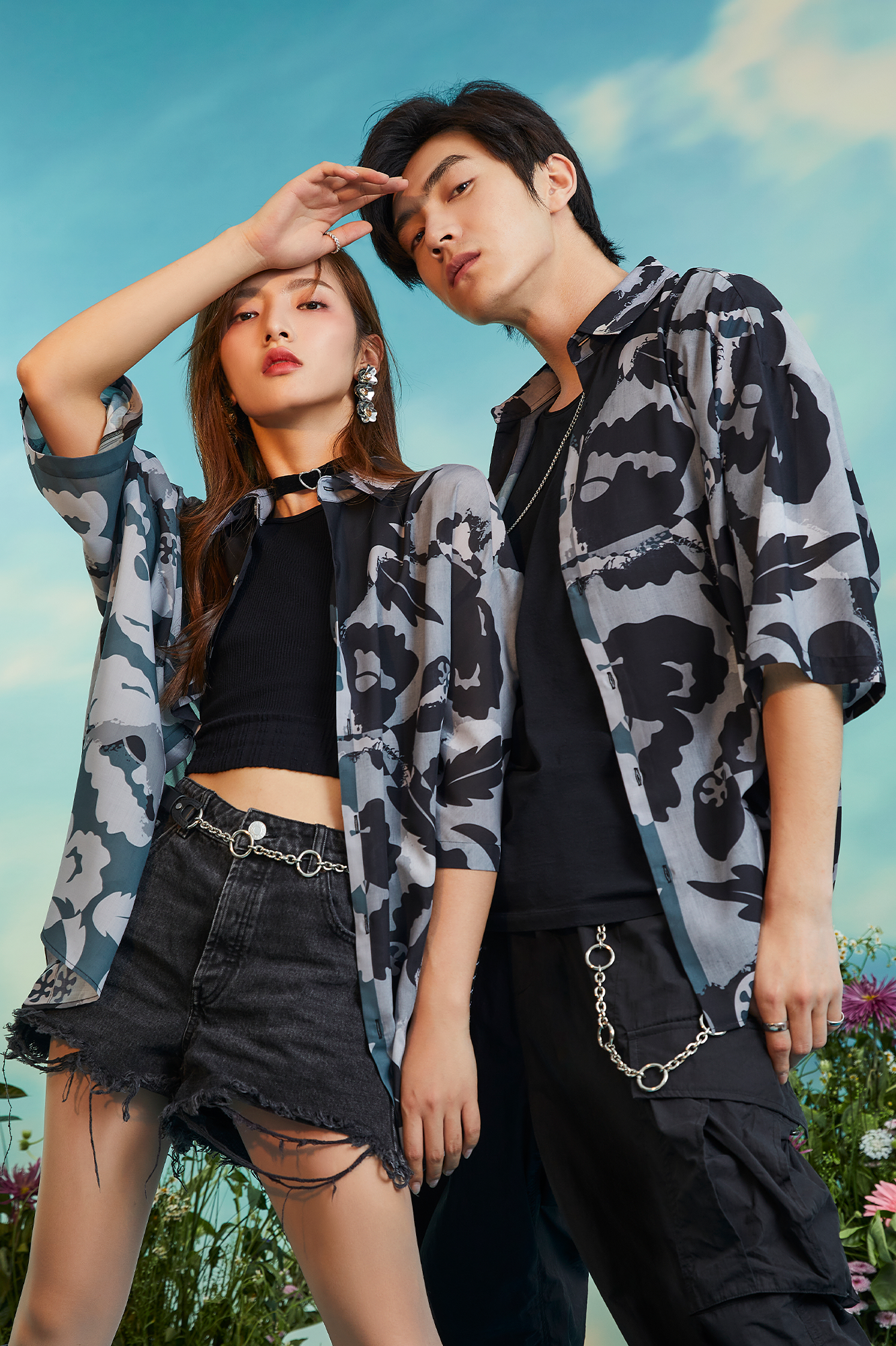 MASH UP ASIA Poppy Full-Print Half Shirt, premium urban and streetwear designers apparel on PROJECTISR.com, MASH UP ASIA