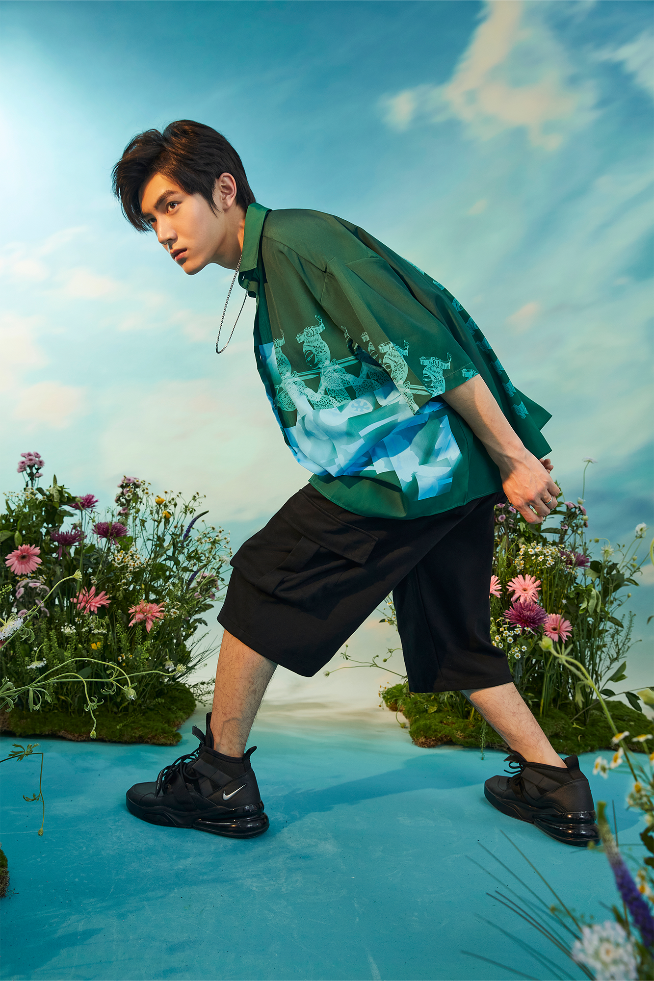MASH UP ASIA Poppy Full-Print Half Shirt, premium urban and streetwear designers apparel on PROJECTISR.com, MASH UP ASIA