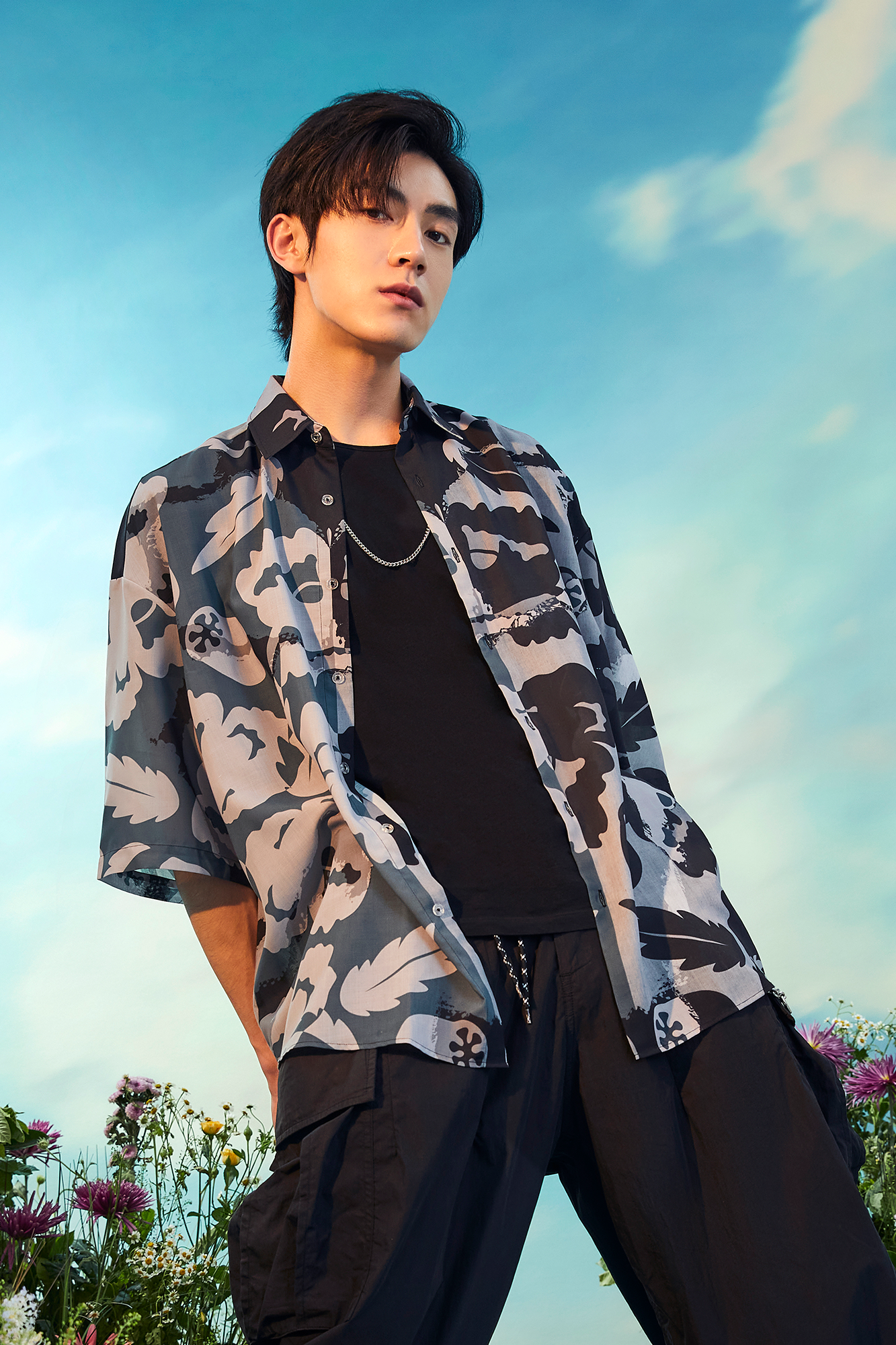MASH UP ASIA Poppy Full-Print Half Shirt, premium urban and streetwear designers apparel on PROJECTISR.com, MASH UP ASIA