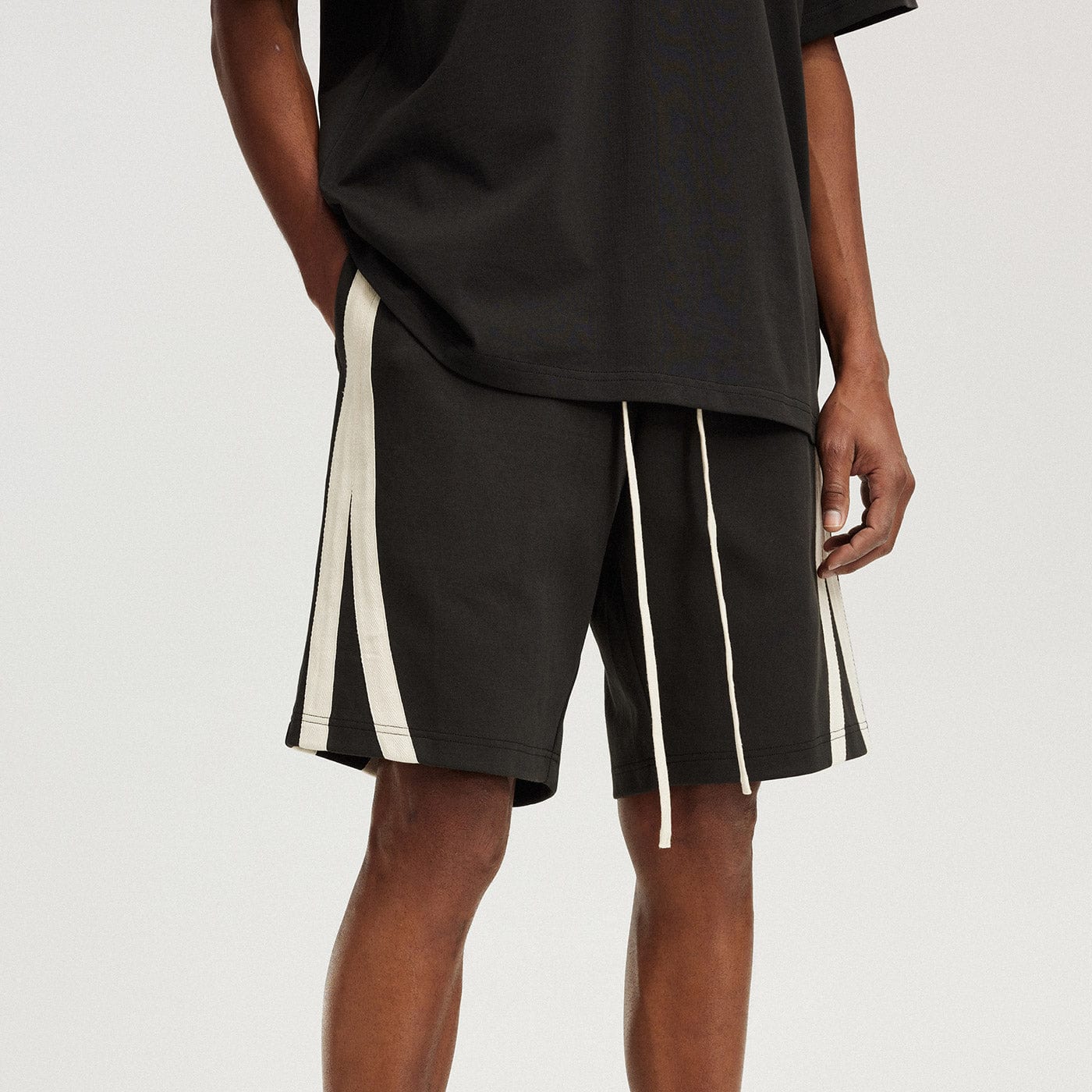 BONELESS Spliced Stripe Shorts, premium urban and streetwear designers apparel on PROJECTISR.com, BONELESS