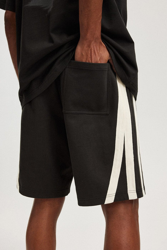 BONELESS Spliced Stripe Shorts, premium urban and streetwear designers apparel on PROJECTISR.com, BONELESS