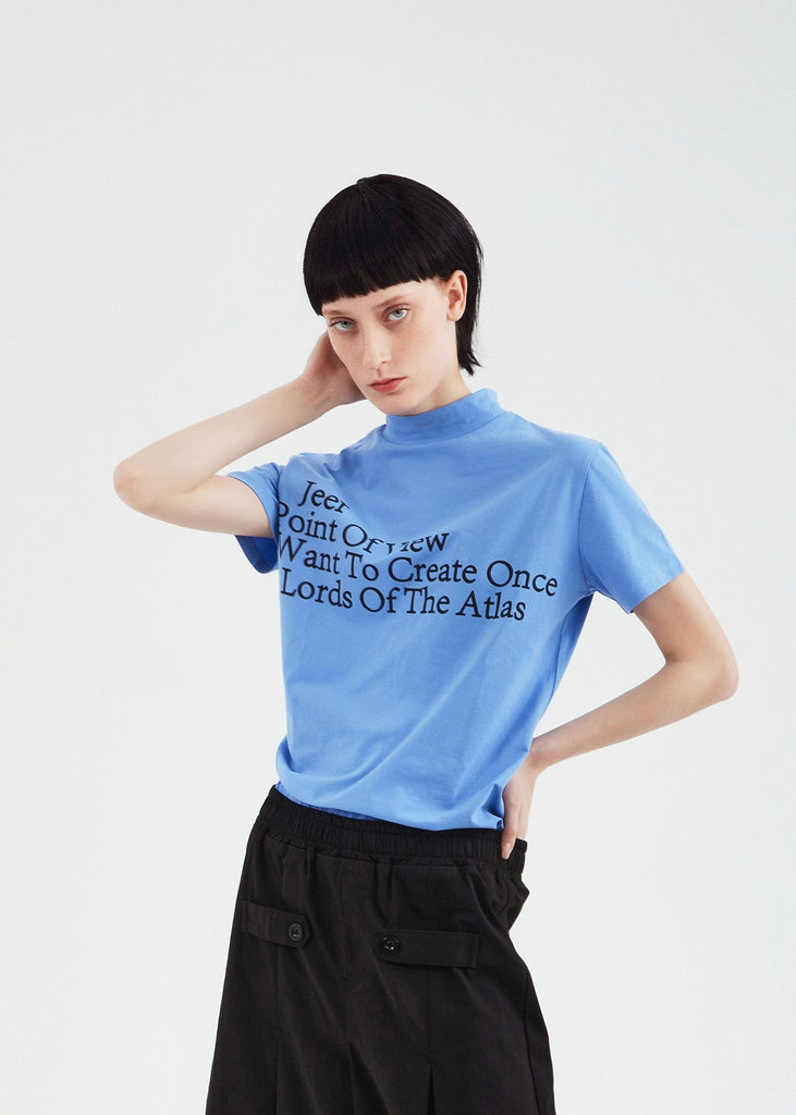 ARTIFICIAL WORLD Slogan Mock Neck T-Shirt, premium urban and streetwear designers apparel on PROJECTISR.com, ARTIFICIAL WORLD