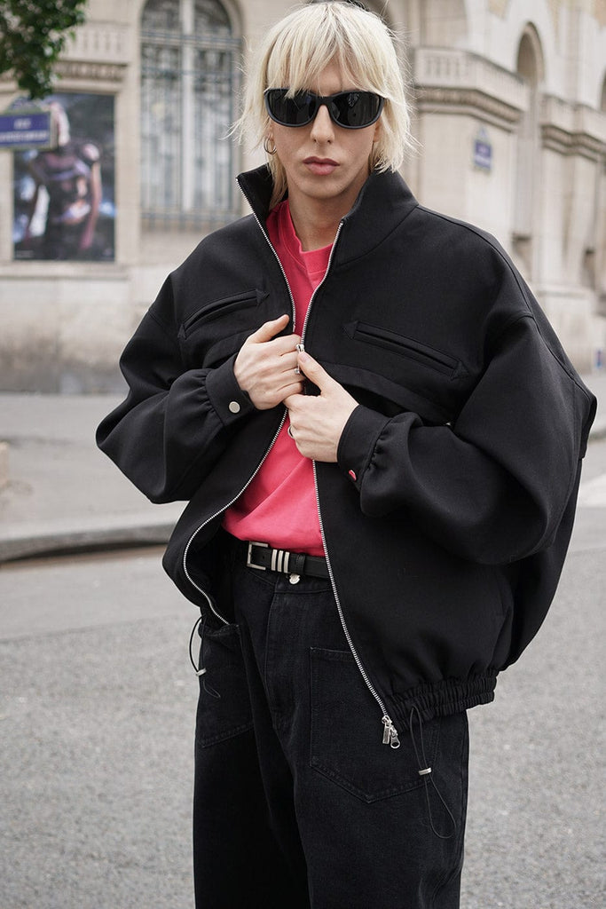 SOURPLUM Zipper Paneled Detachable Oversized Jacket, premium urban and streetwear designers apparel on PROJECTISR.com, SOURPLUM