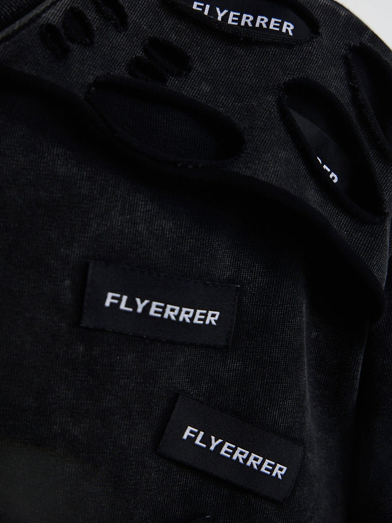 FLYERRER Layered Ripped Logo Patch Washed T-Shirt, premium urban and streetwear designers apparel on PROJECTISR.com, FLYERRER