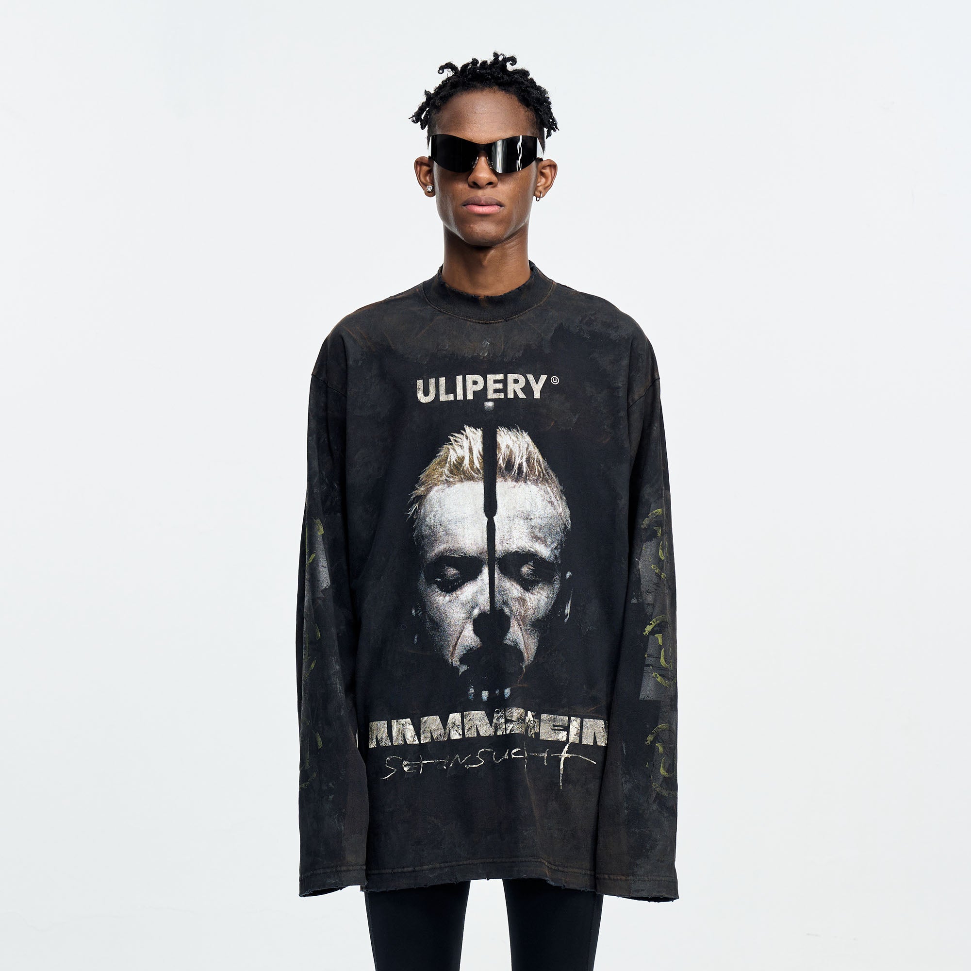 ULIPERY Rammstein Forehead Spike Long Sleeve Tee