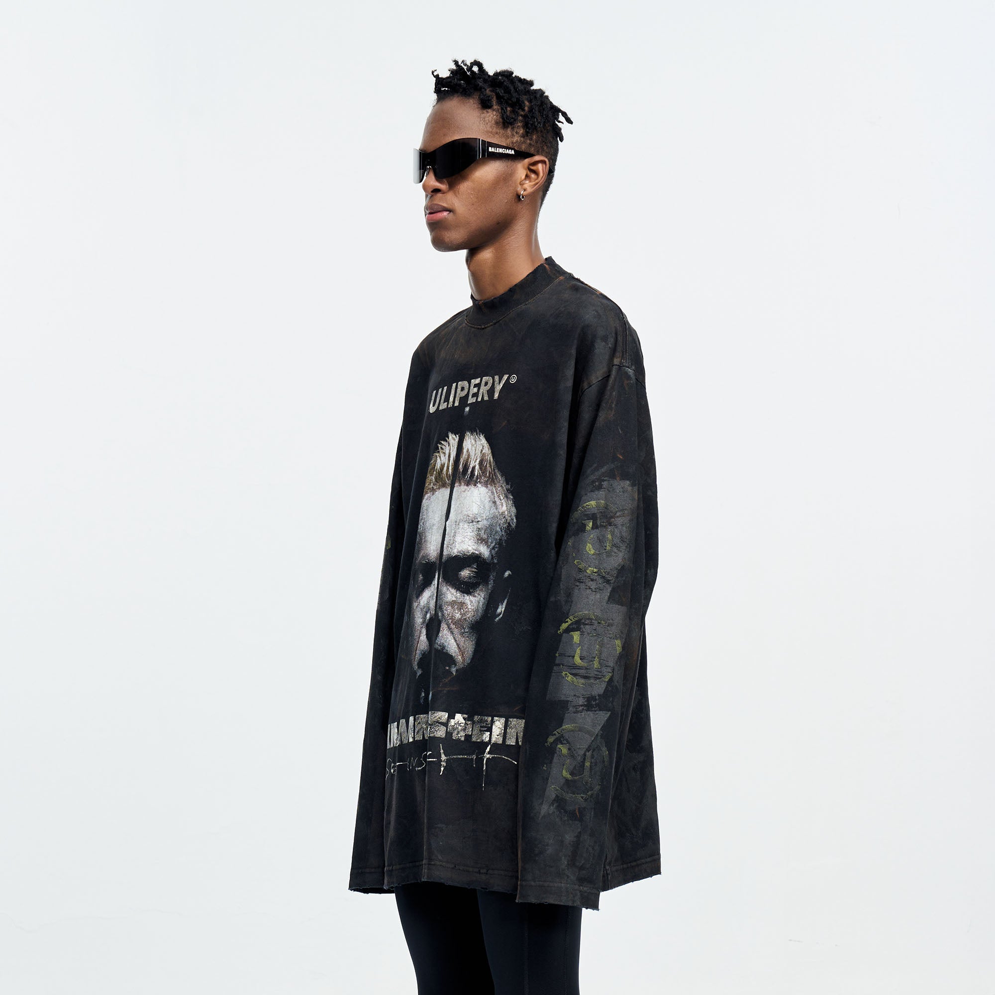 ULIPERY Rammstein Forehead Spike Long Sleeve Tee