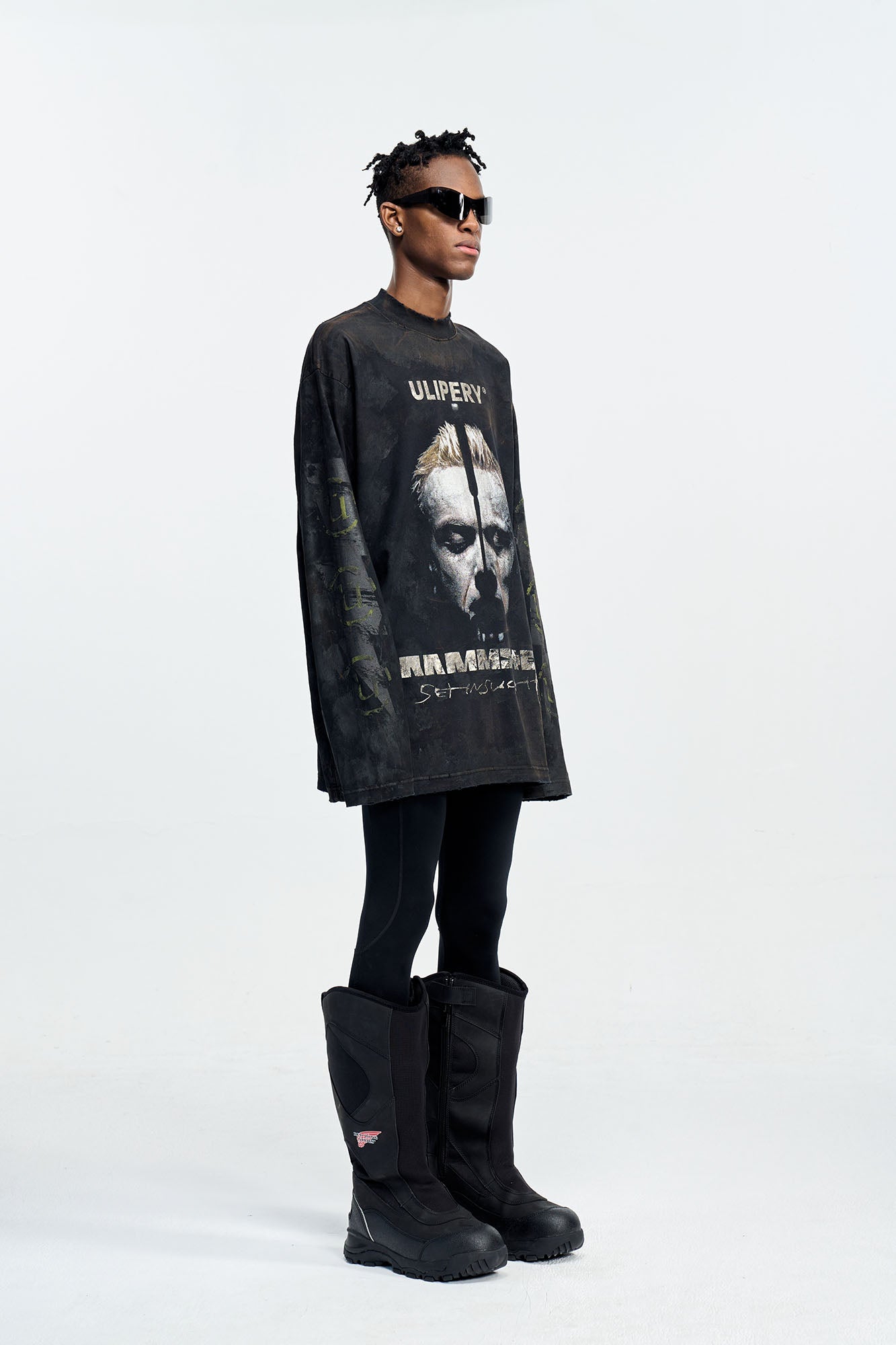ULIPERY Rammstein Forehead Spike Long Sleeve Tee