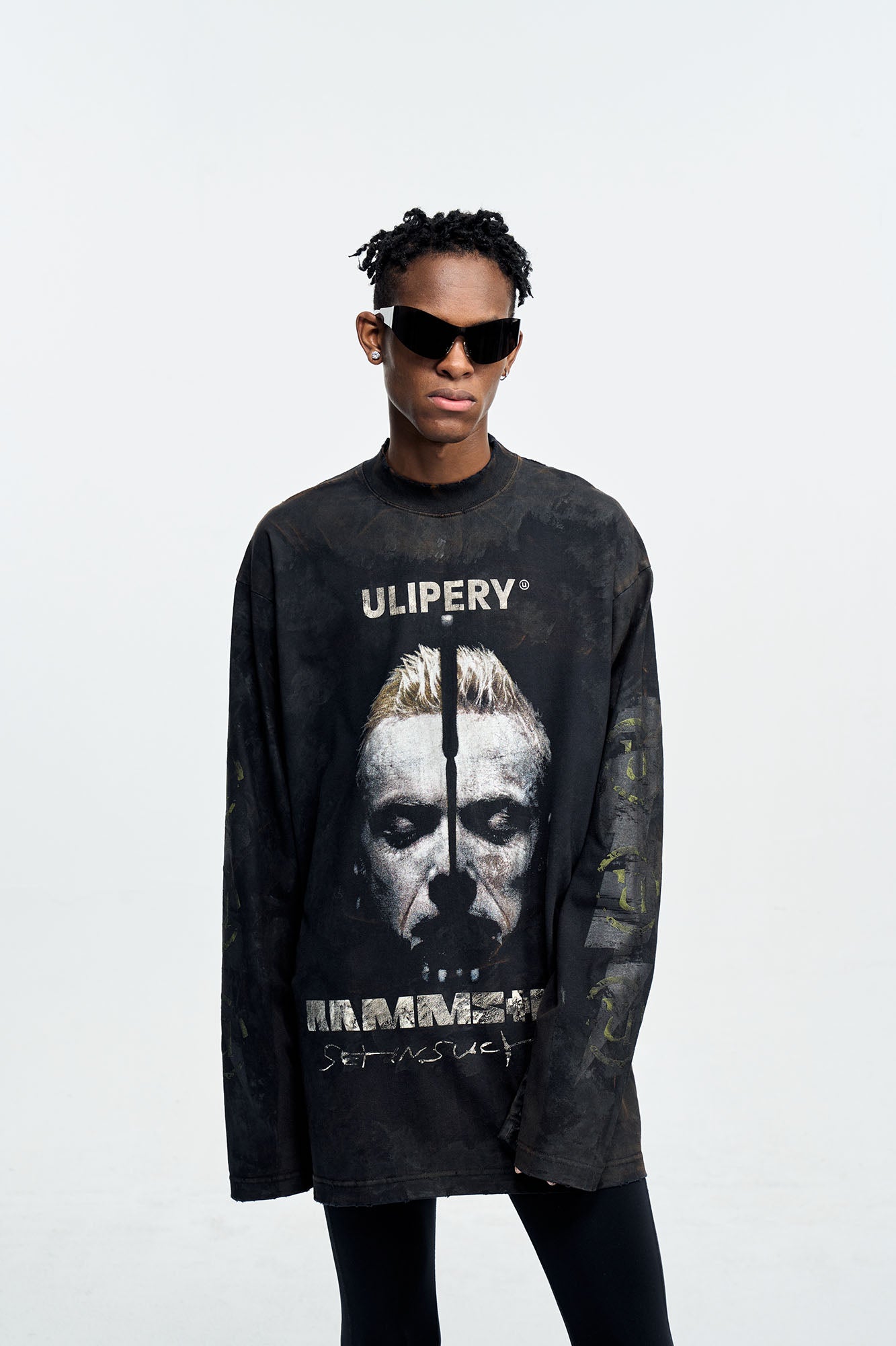ULIPERY Rammstein Forehead Spike Long Sleeve Tee