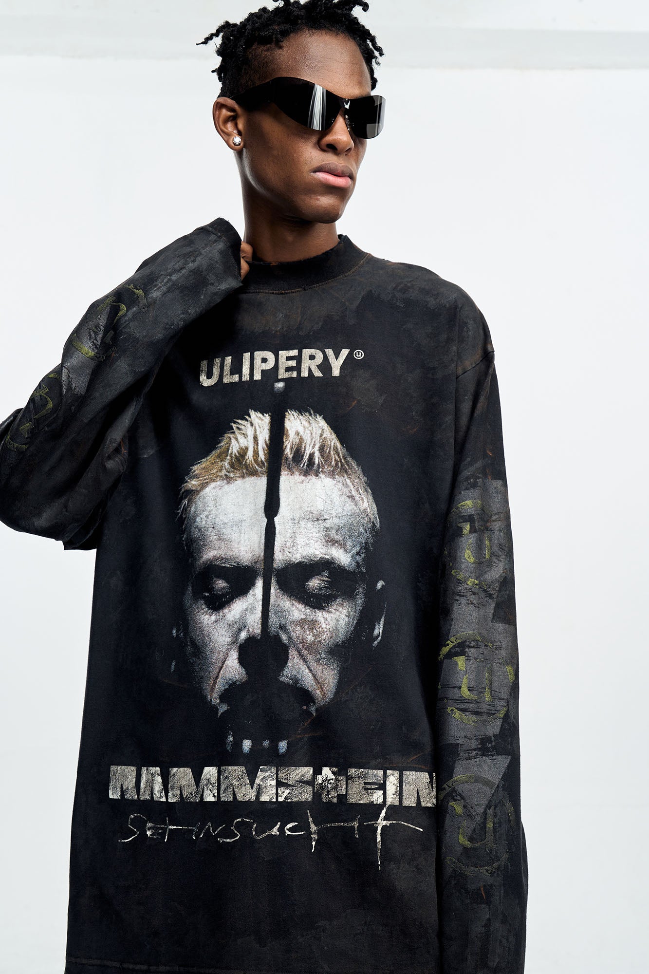 ULIPERY Rammstein Forehead Spike Long Sleeve Tee
