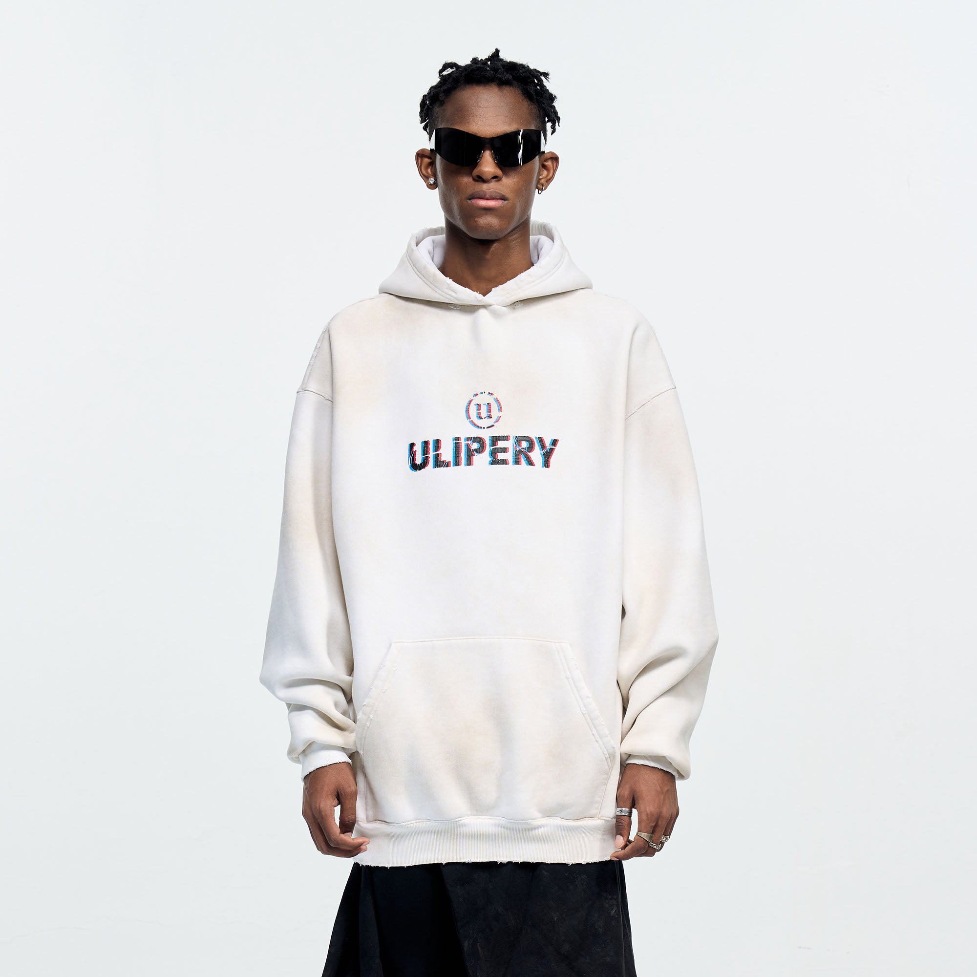 ULIPERY Dirty Fit Frayed Heavyweight Oversized Hoodie