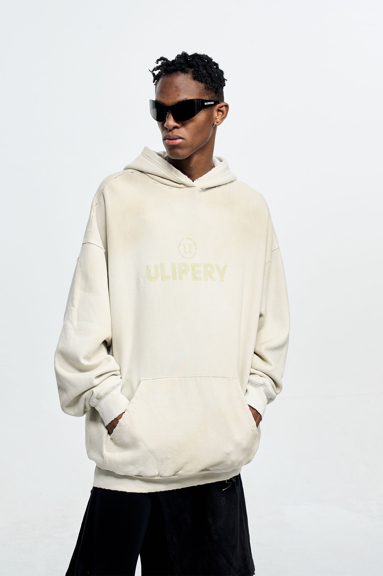 ULIPERY Dirty Fit Distressed Glow Oversized Hoodie