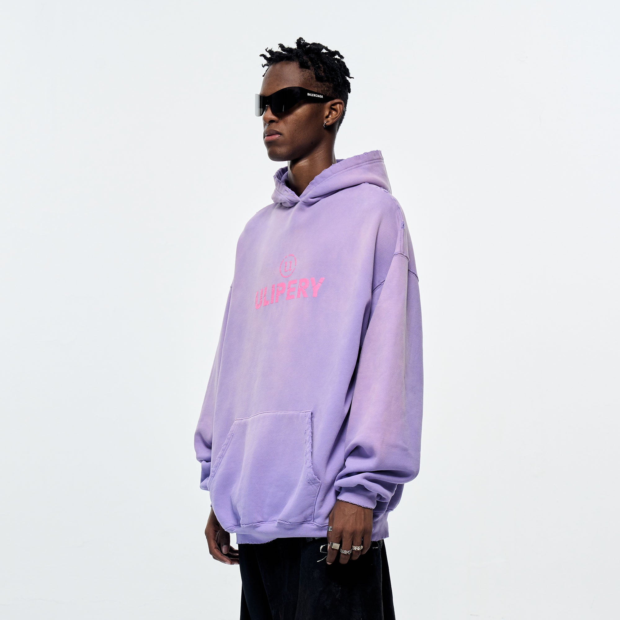 ULIPERY Distressed Gradient Oversized Hoodie Purple, premium urban and streetwear designers apparel on PROJECTISR.com, ULIPERY
