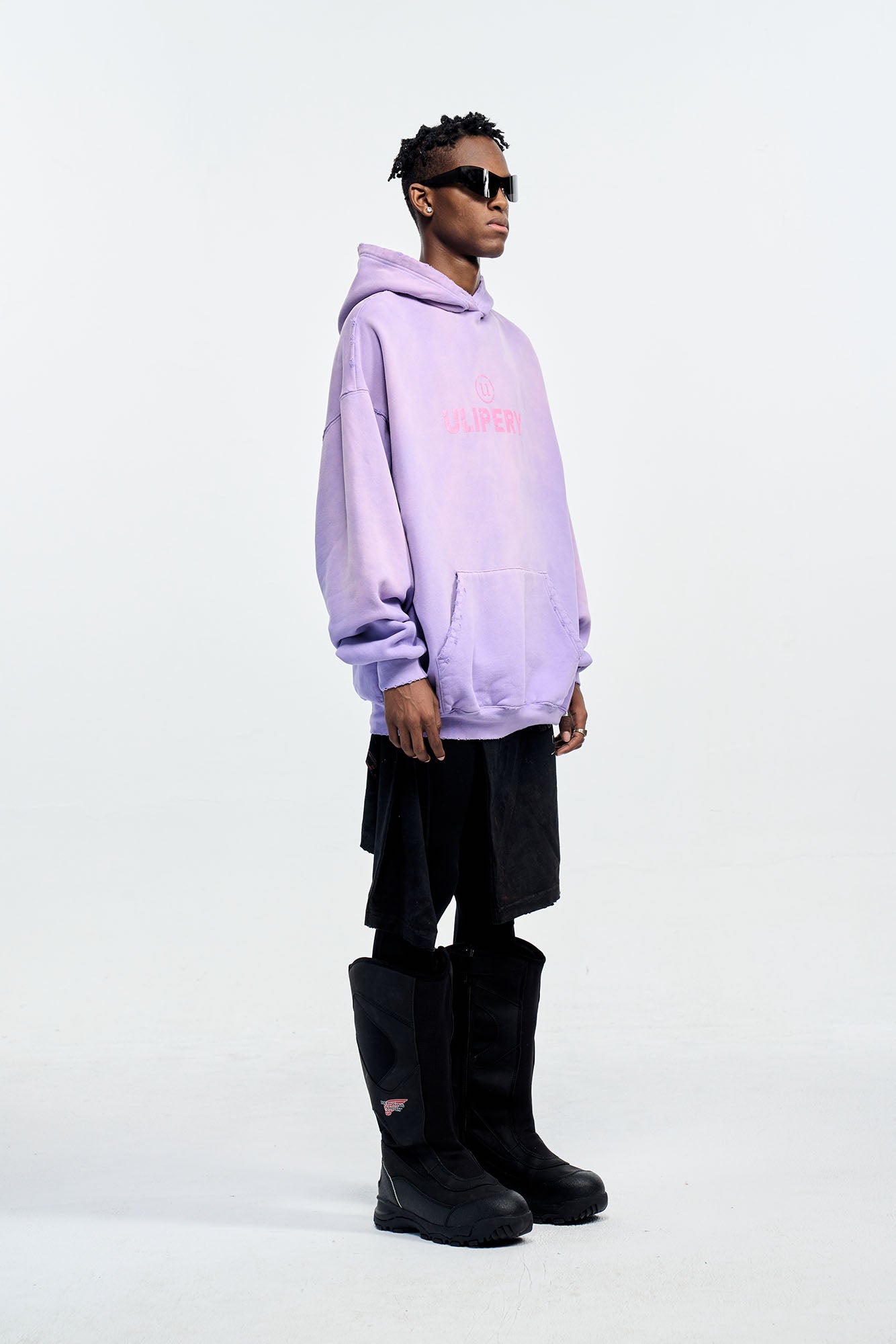 ULIPERY Distressed Gradient Oversized Hoodie Purple, premium urban and streetwear designers apparel on PROJECTISR.com, ULIPERY