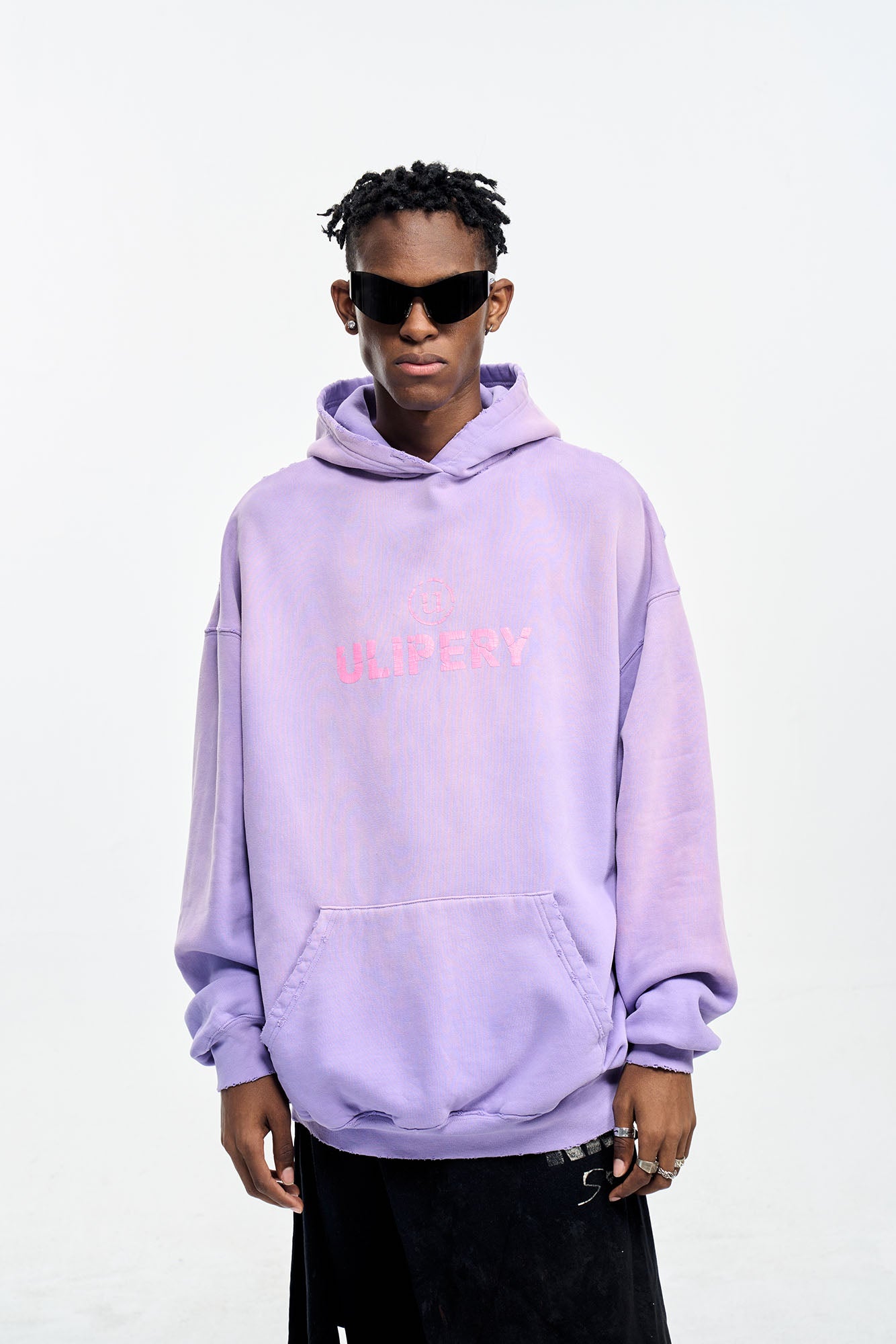 ULIPERY Distressed Gradient Oversized Hoodie Purple, premium urban and streetwear designers apparel on PROJECTISR.com, ULIPERY