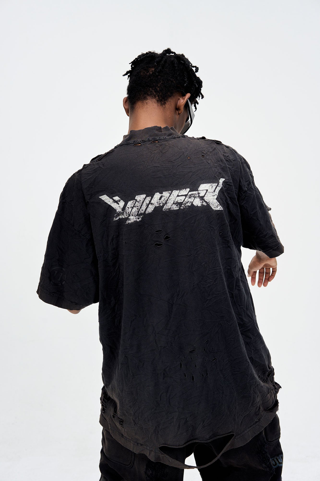 ULIPERY Distressed Glow Crinkled T-Shirt