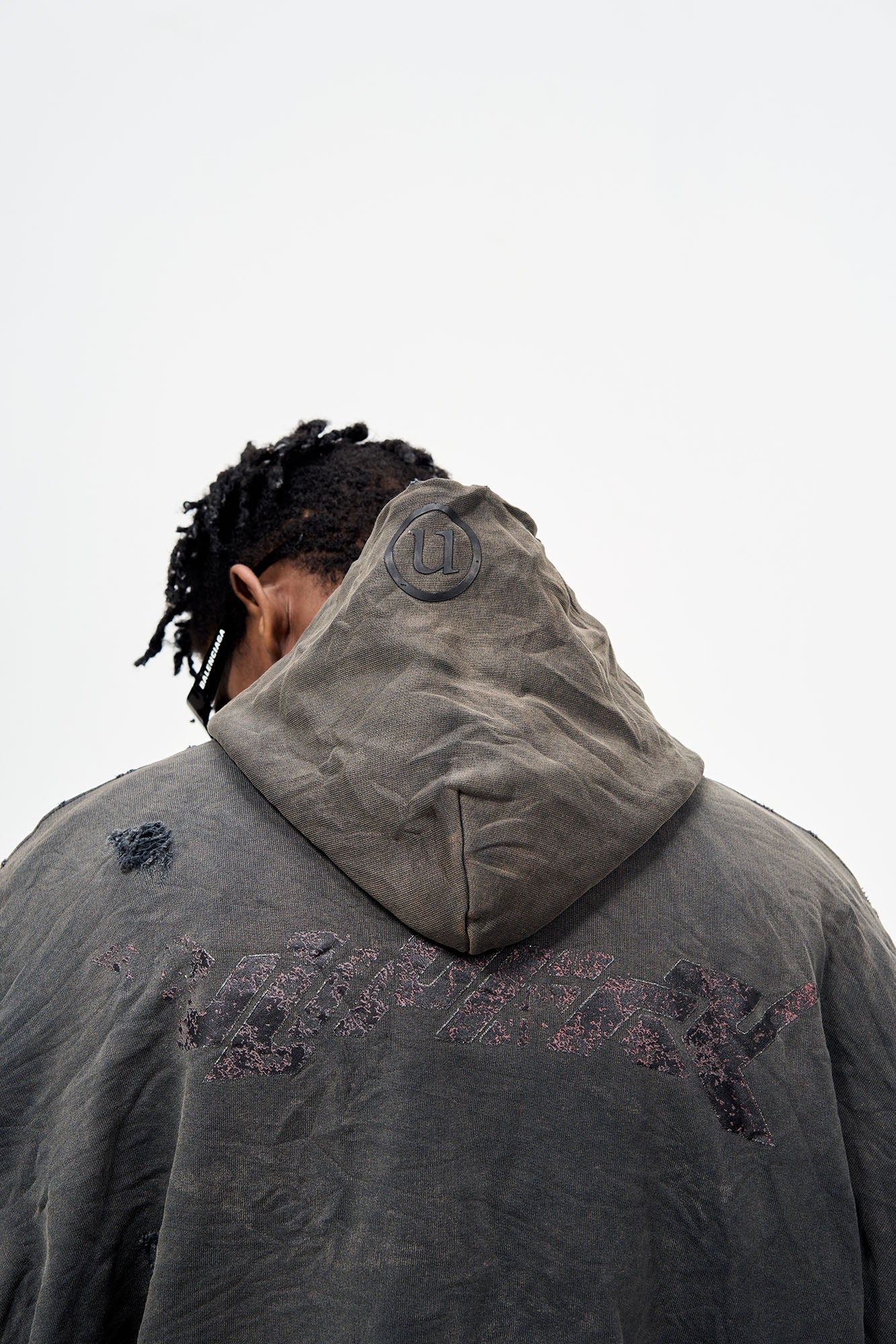 ULIPERY Dirty Fit Distressed Crinkled Hoodie Black