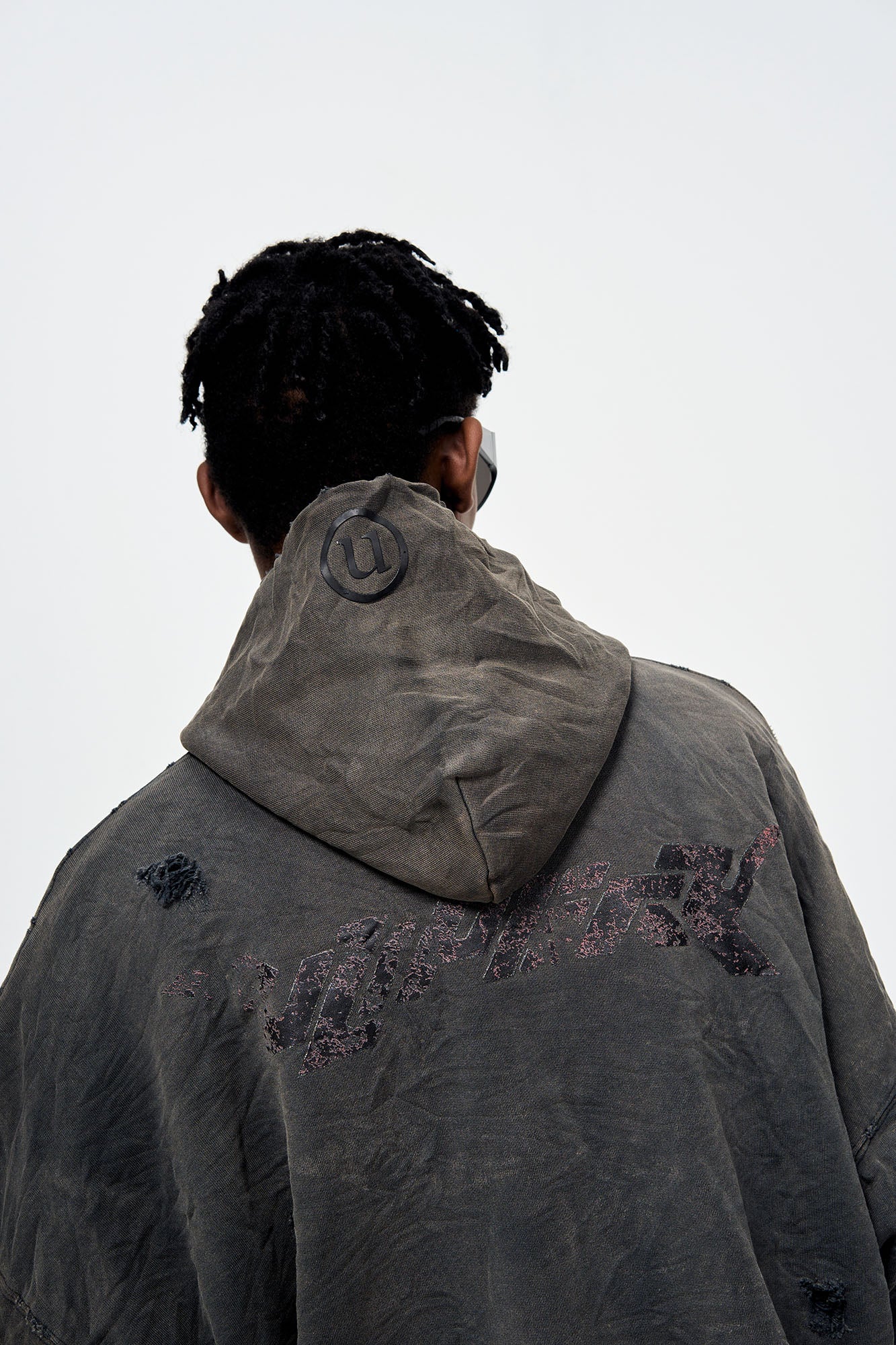 ULIPERY Dirty Fit Distressed Crinkled Hoodie Black