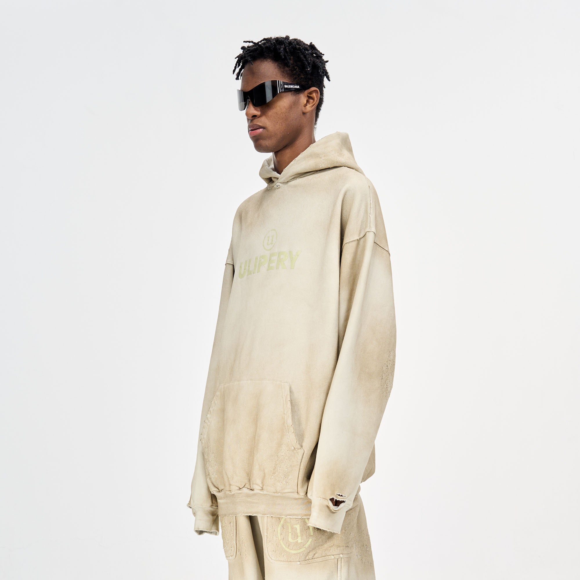 ULIPERY Dirty Fit Distressed Glow Oversized Hoodie