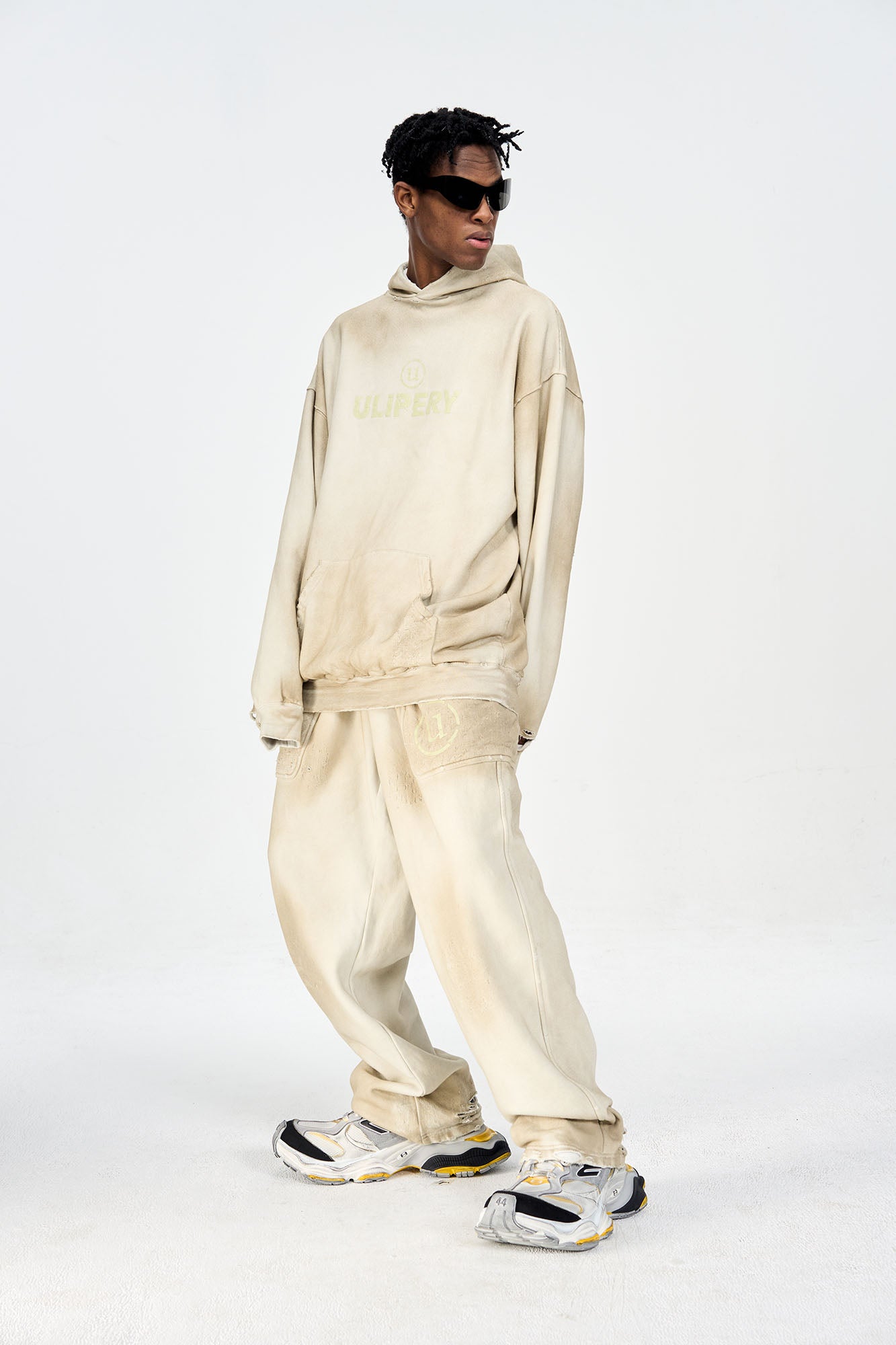 ULIPERY Dirty Fit Distressed Glow Oversized Hoodie
