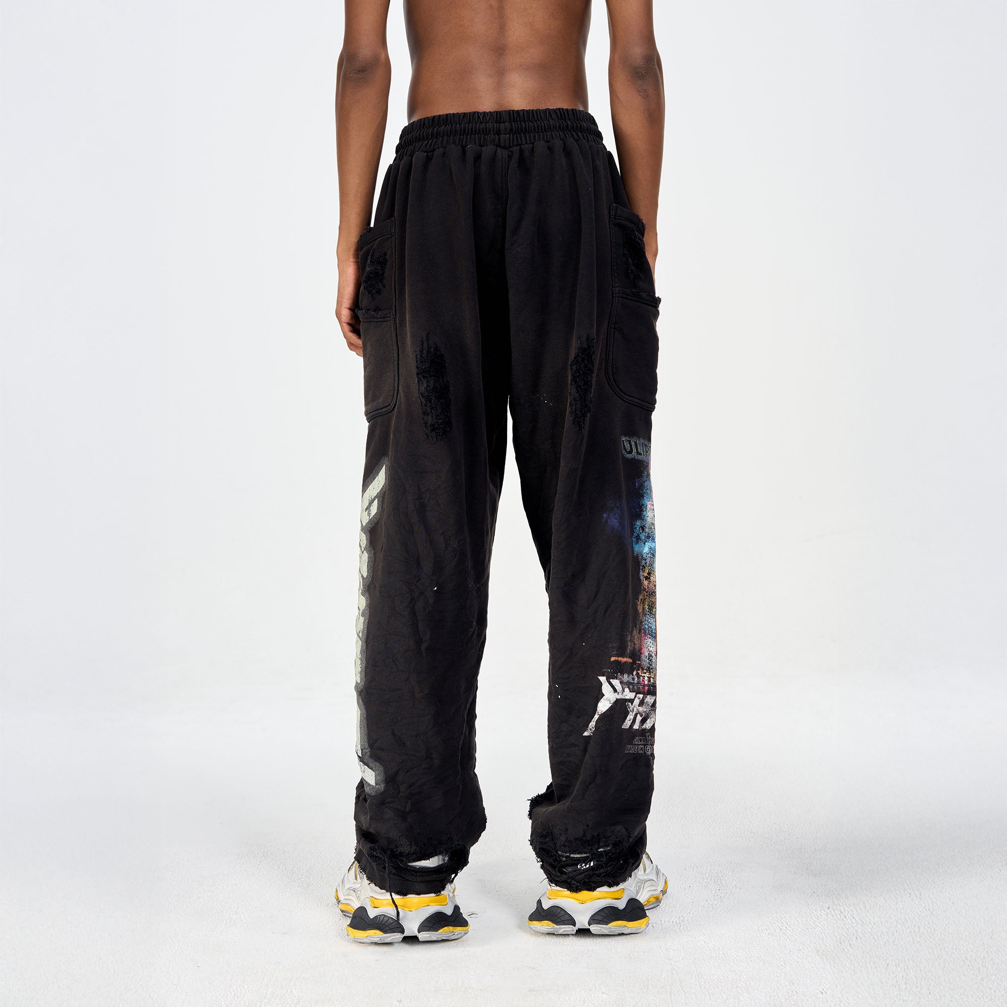 ULIPERY Distressed Glow Crinkled Sweatpants