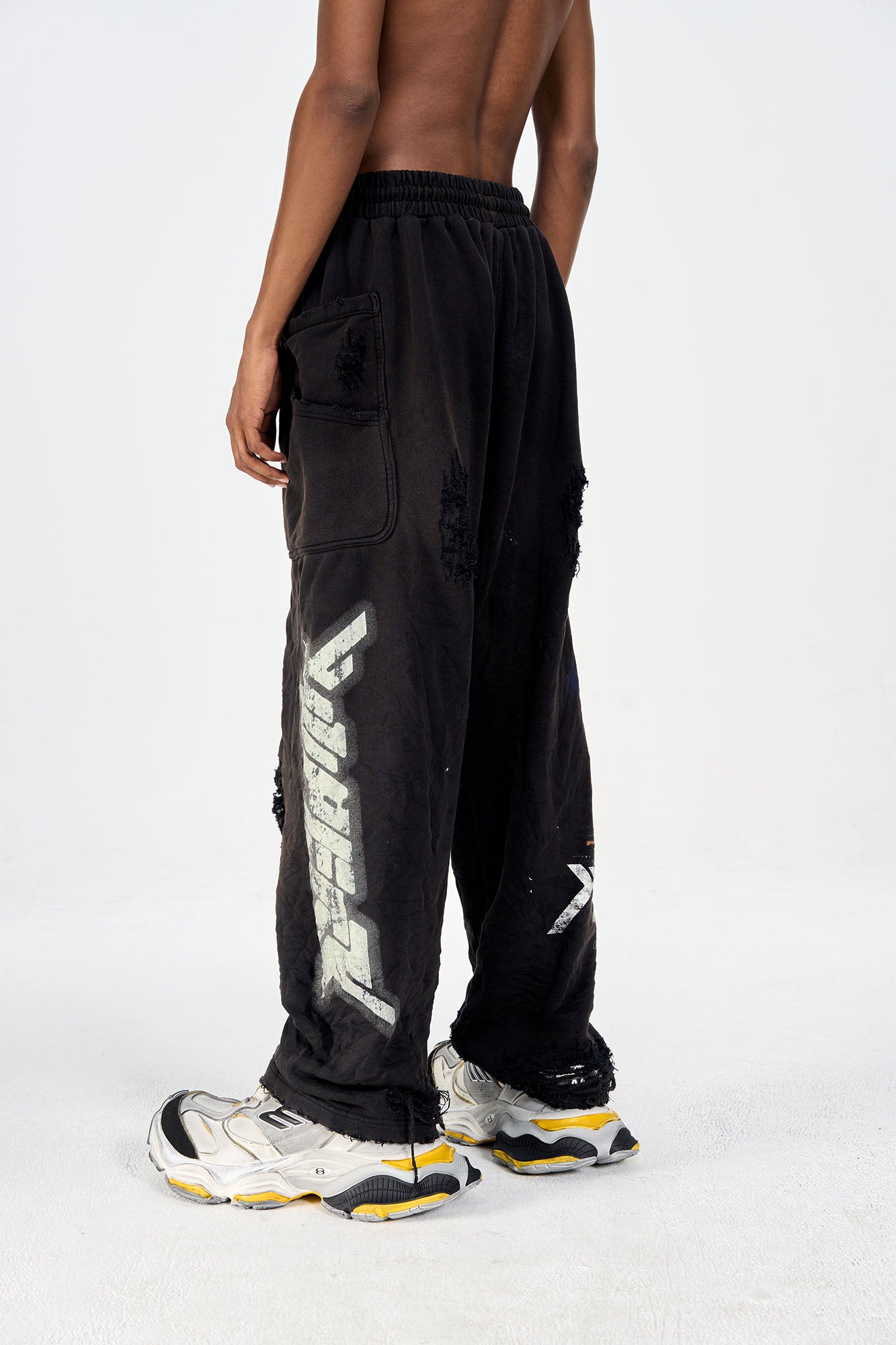 ULIPERY Distressed Glow Crinkled Sweatpants