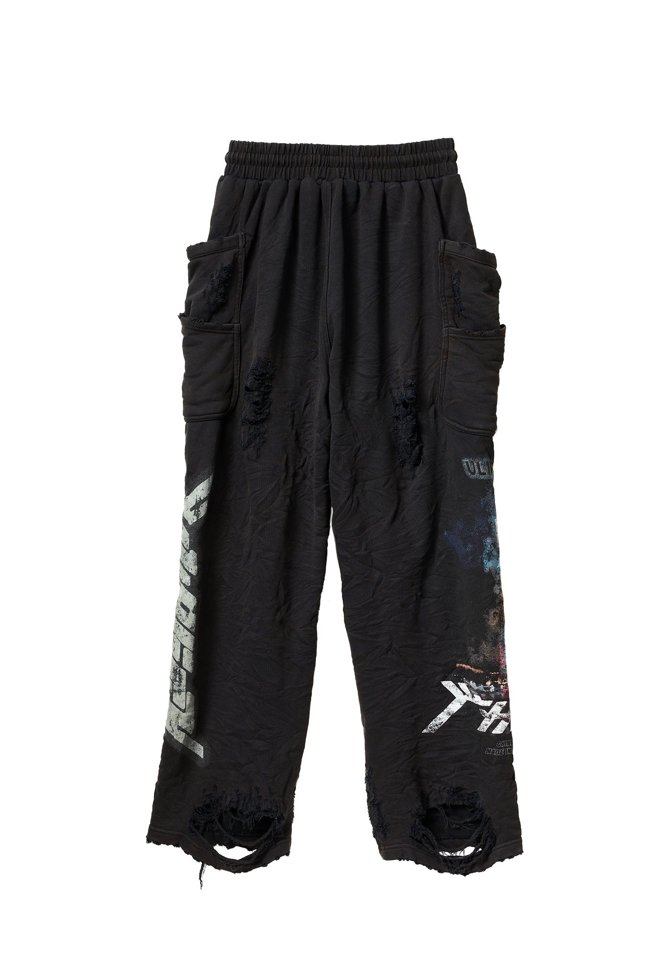 ULIPERY Distressed Glow Crinkled Sweatpants